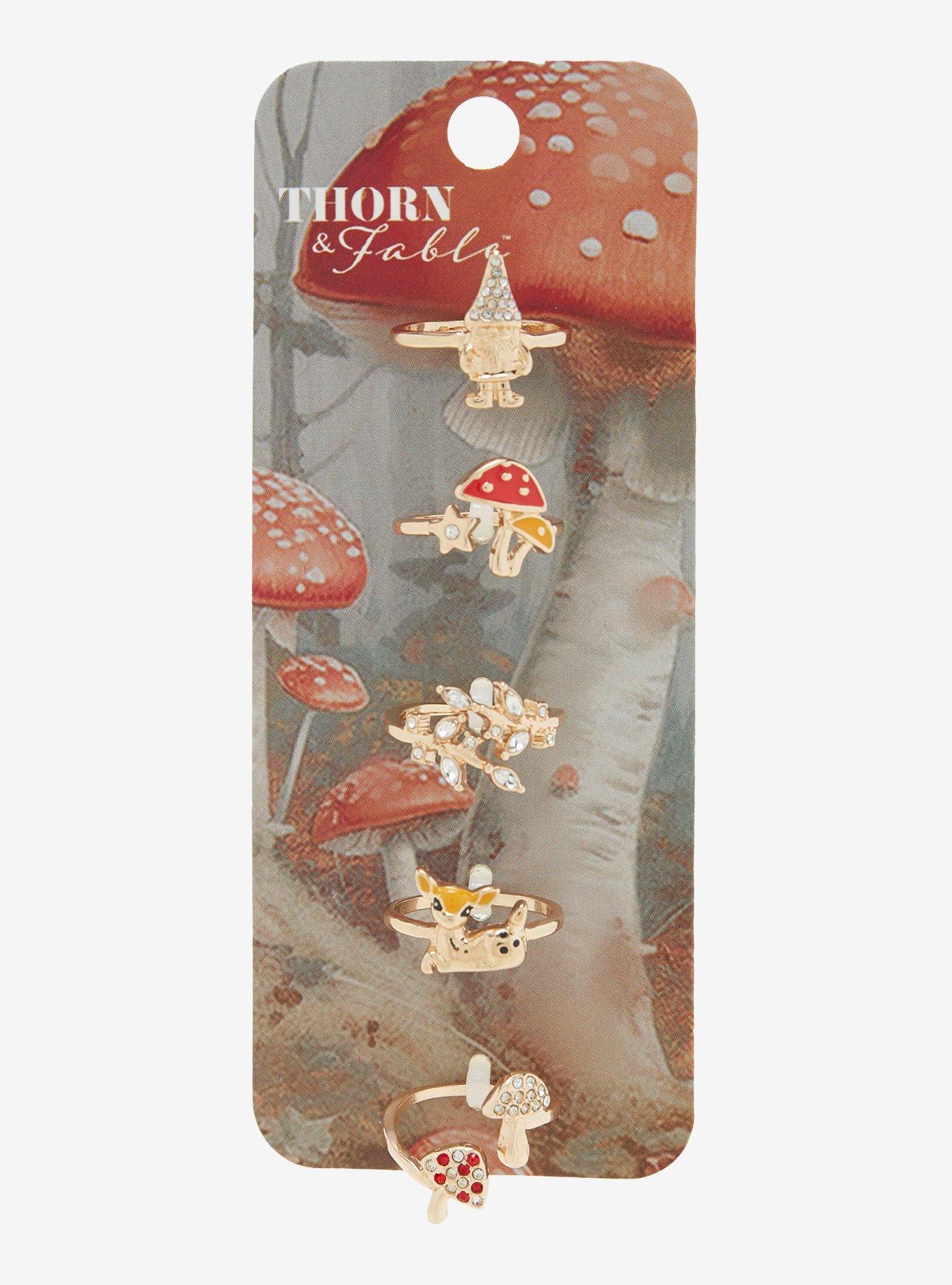 Thorn & Fable Deer Mushroom Ring Set, , hi-res
