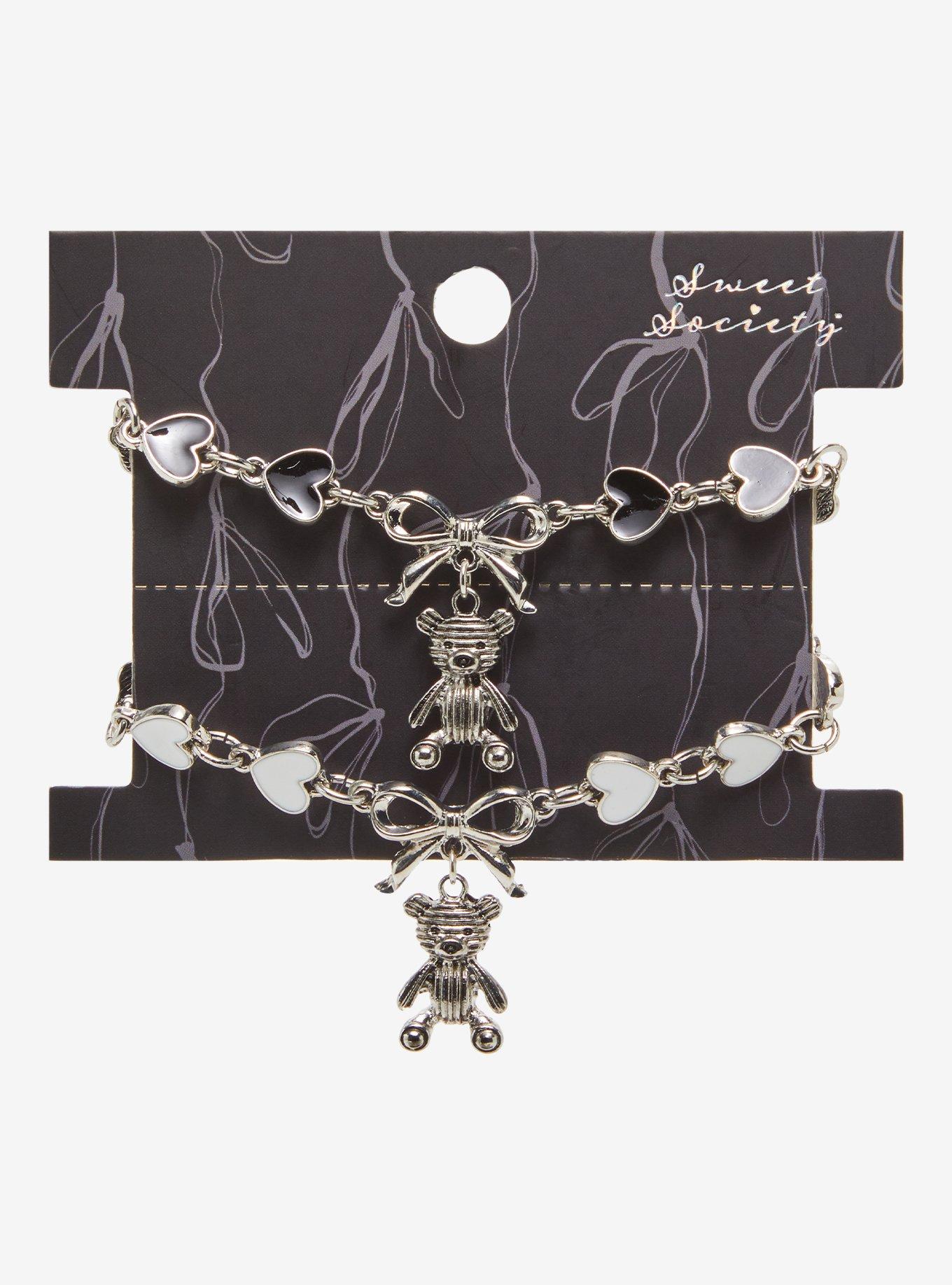 Sweet Society Teddy Bear Heart Best Friend Bracelet Set, , hi-res