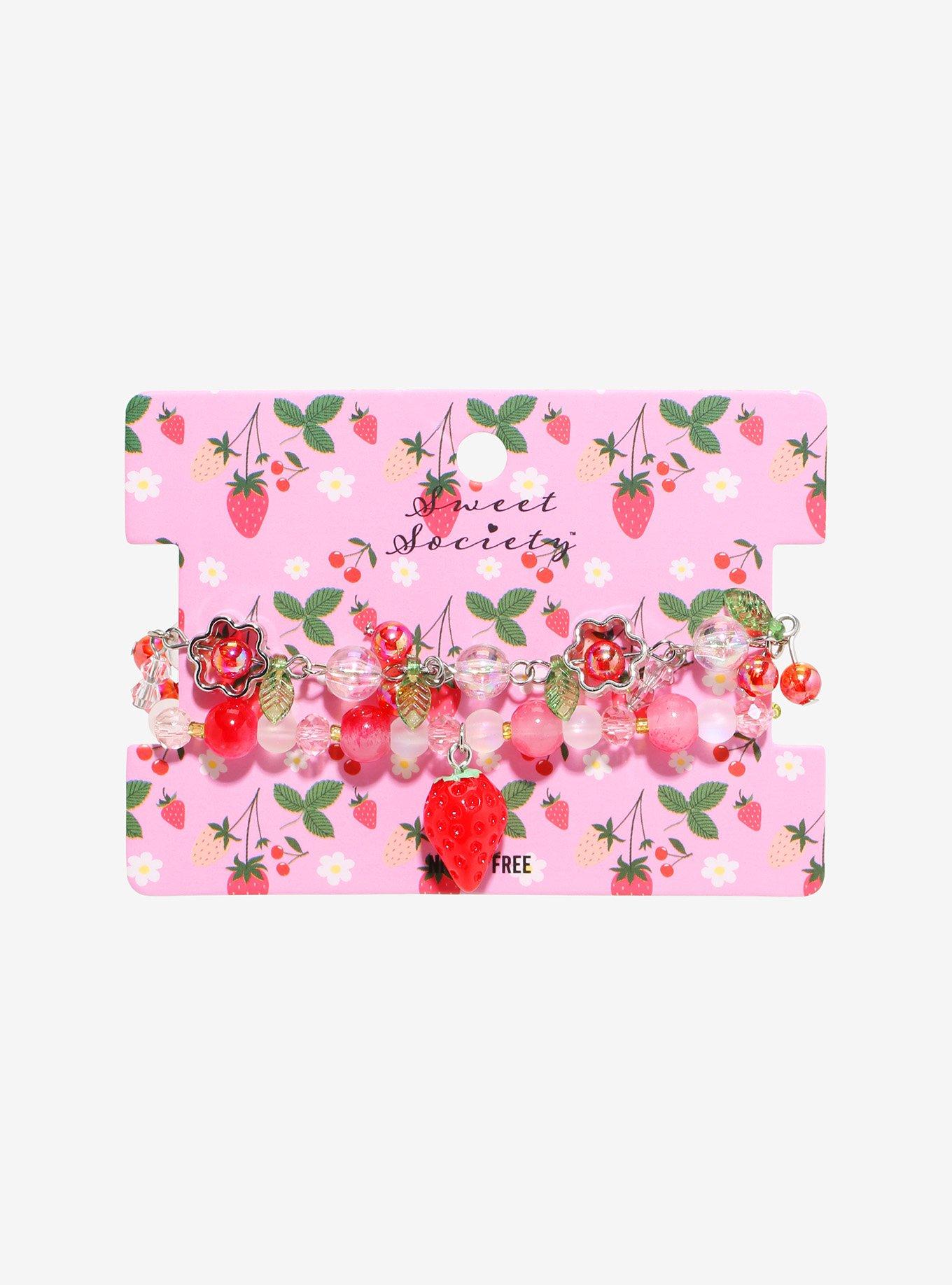 Sweet Society Strawberry Cherry Bead Bracelet Set, , hi-res