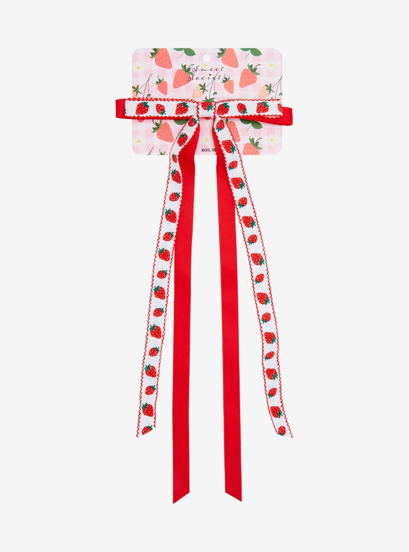 Sweet Society Strawberry Long Hair Bow, , hi-res