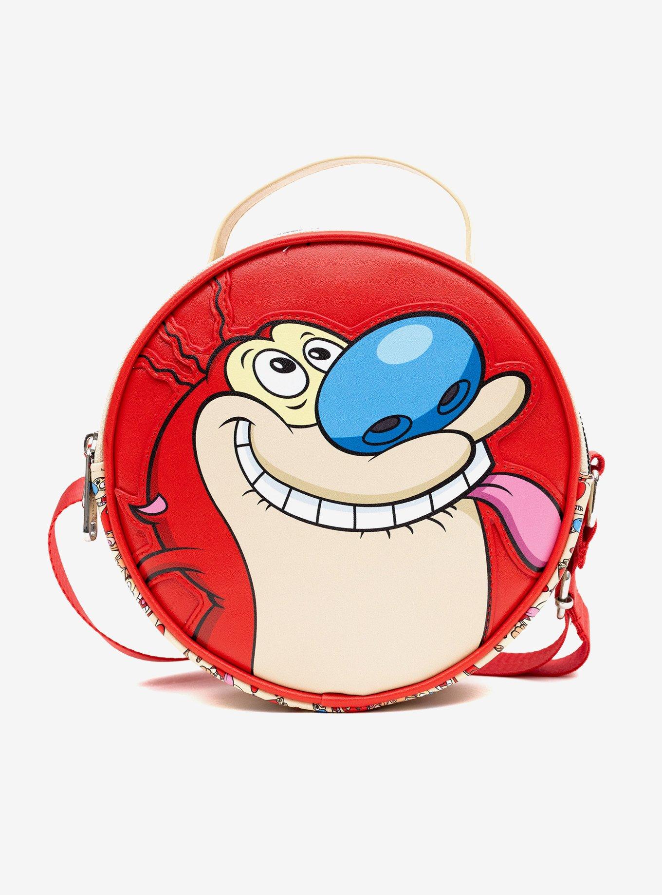 Ren and Stimpy Face Close Up Round Crossbody Bag, , hi-res