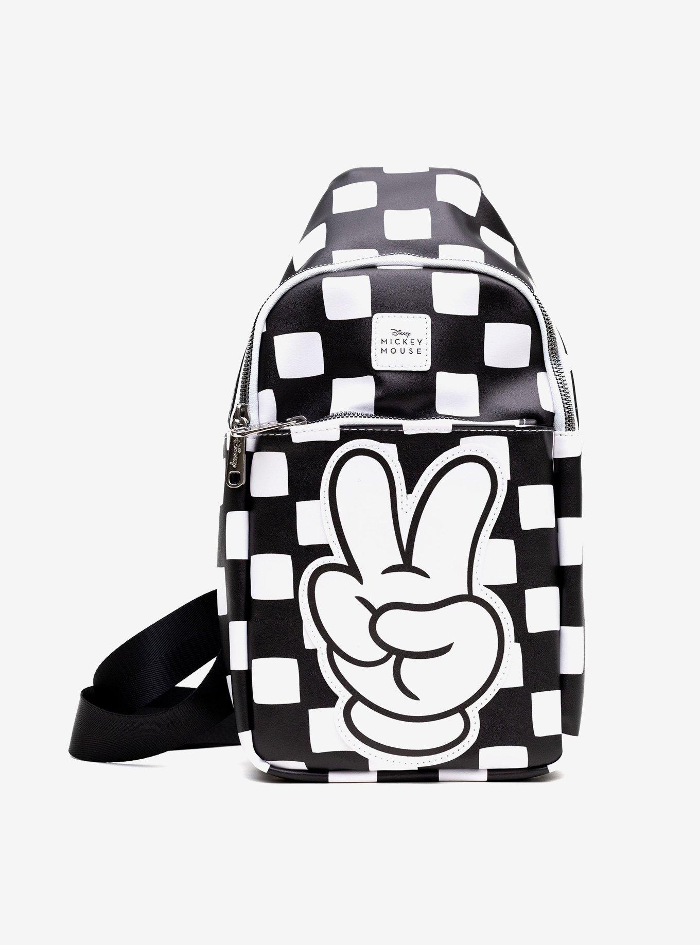 Disney Mickey Mouse Peace Fingers Checkered Crossbody Sling Bag, , hi-res