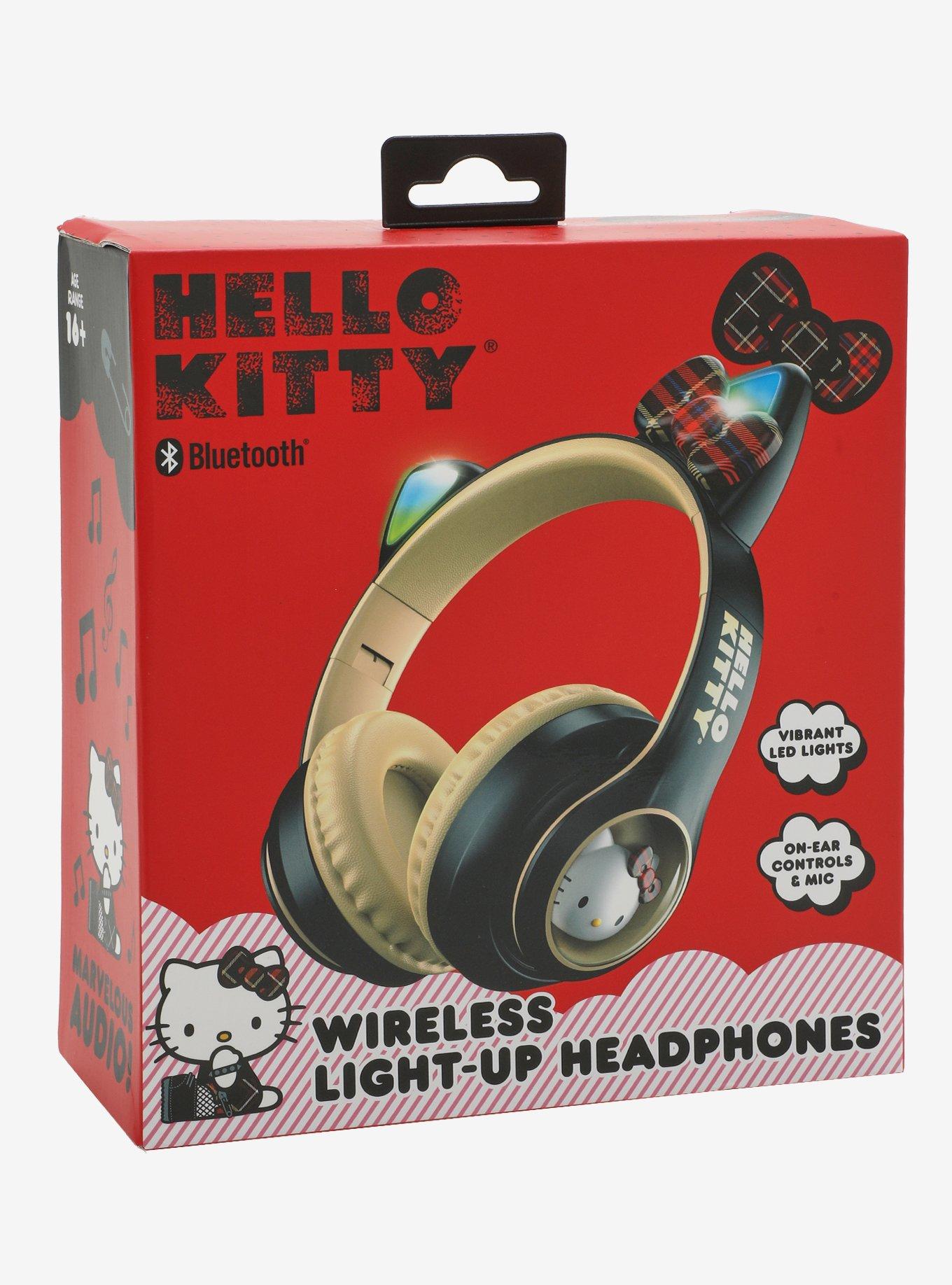 Hello Kitty Ears Plaid Light-Up Wireless Headphones, , hi-res