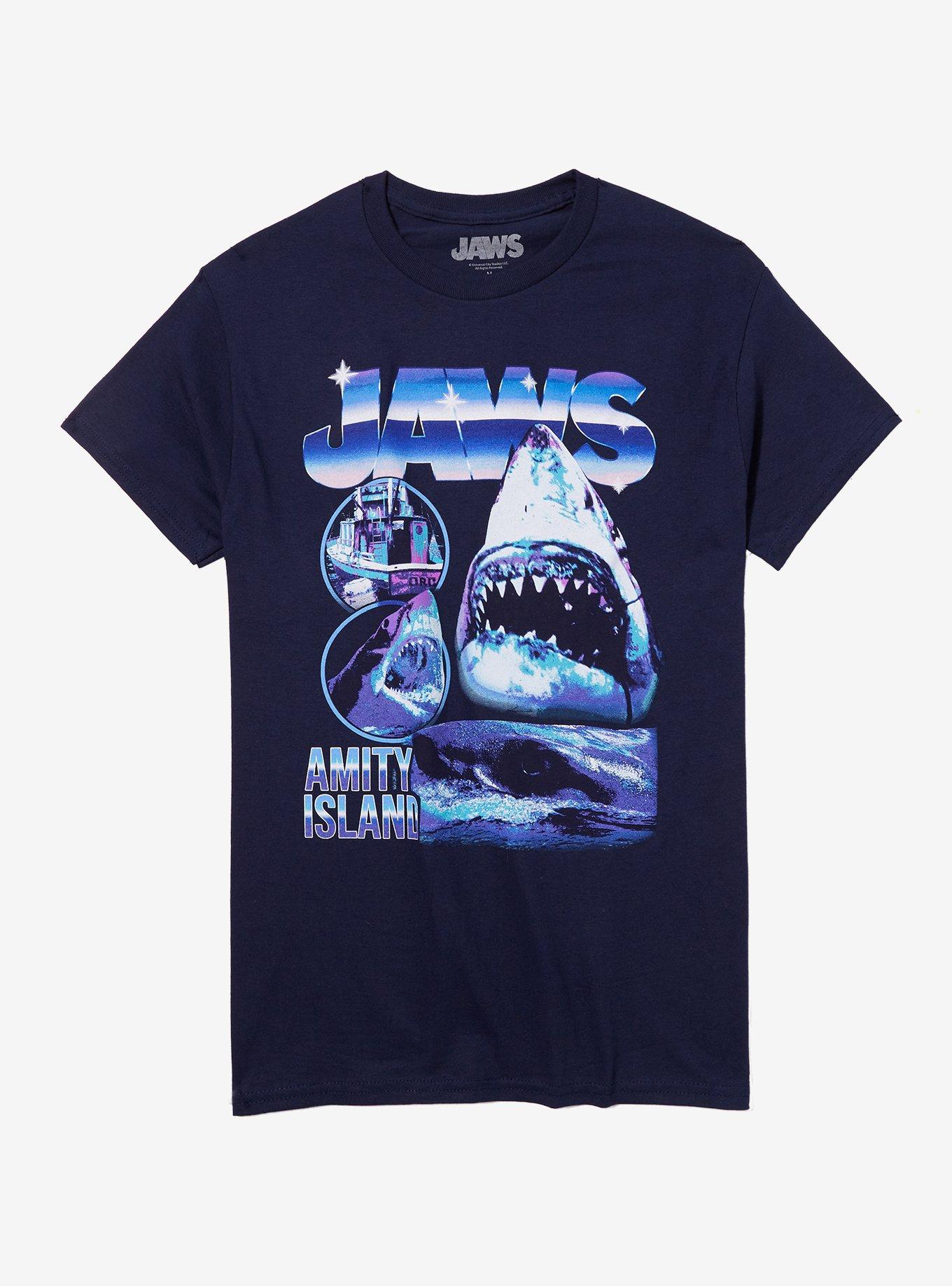 Jaws Vaporwave Boyfriend Fit Girls T-Shirt, , hi-res