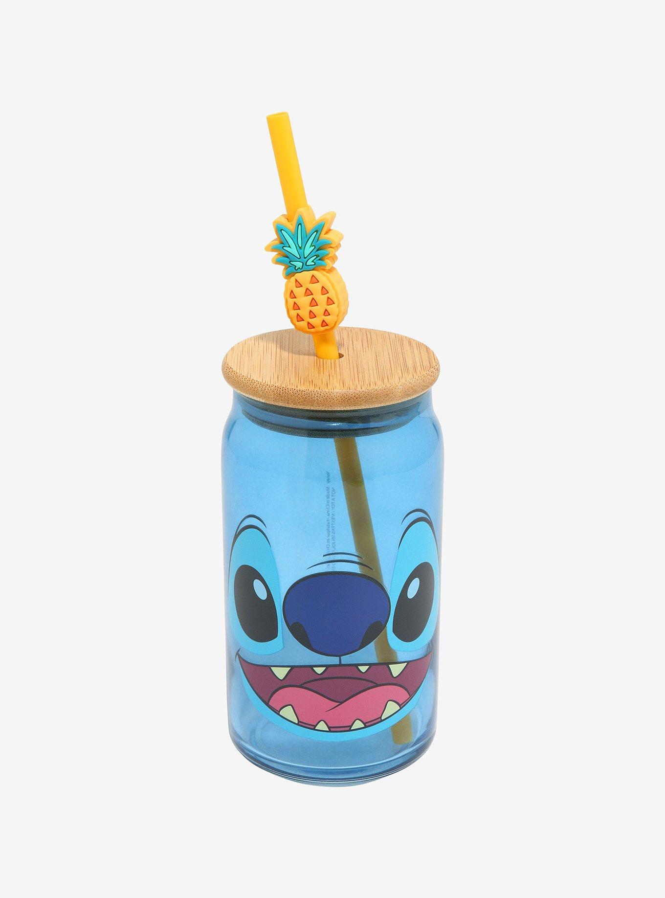 Disney Stitch Face Blue Glass Cup, , hi-res