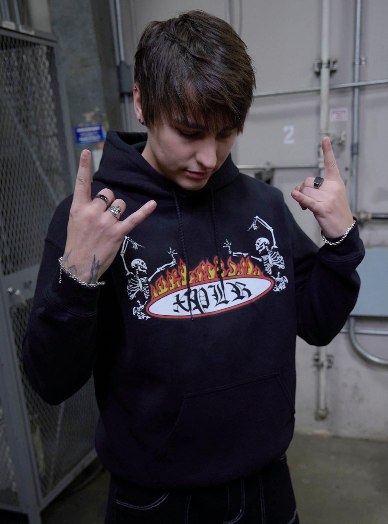 XPLR By Sam And Colby Skeletons & Flames Logo Hoodie Hot Topic ...