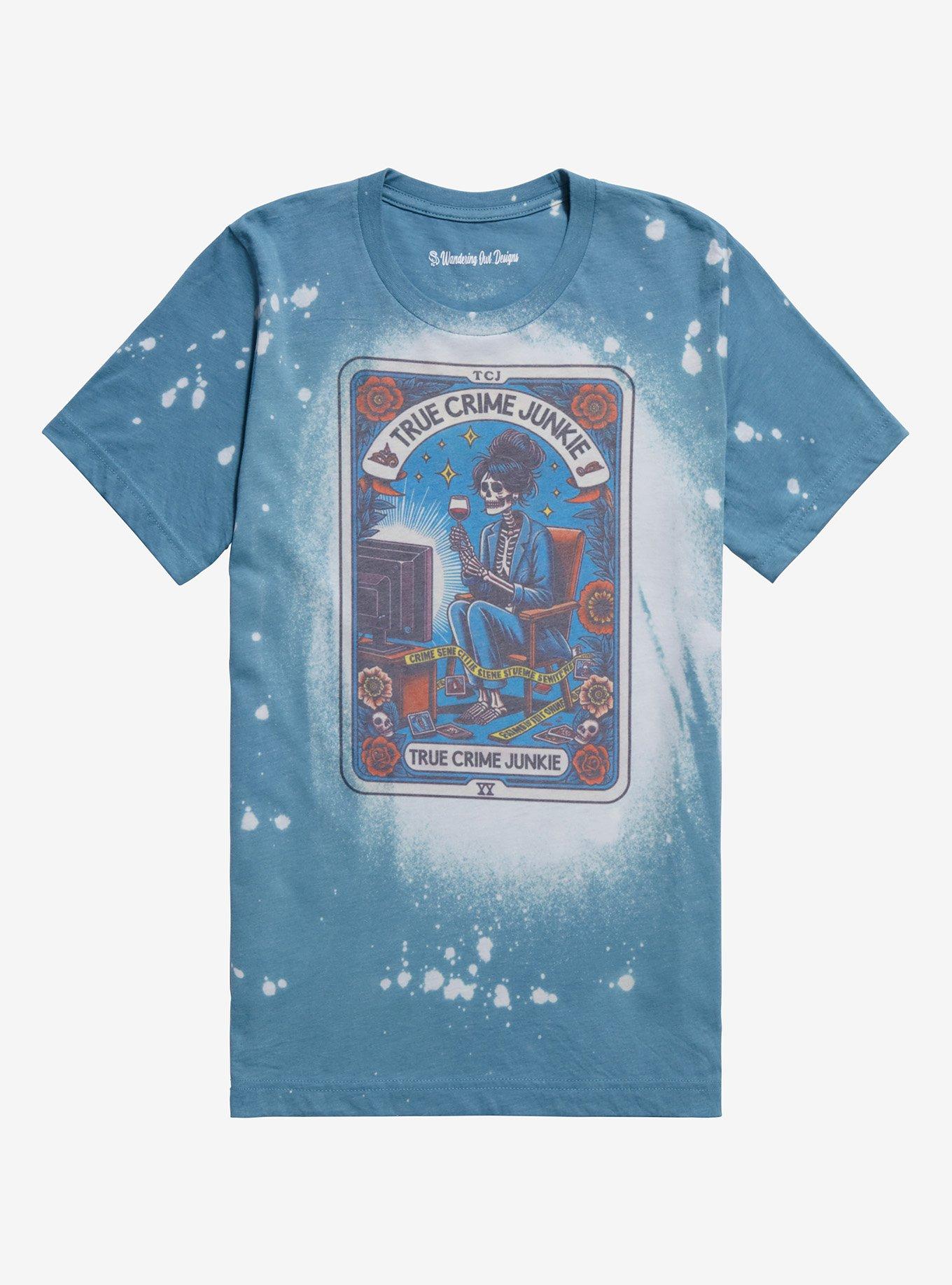 True Crime Junkie Wash Boyfriend Fit Girls T-Shirt By Wandering Owl Designs, , hi-res
