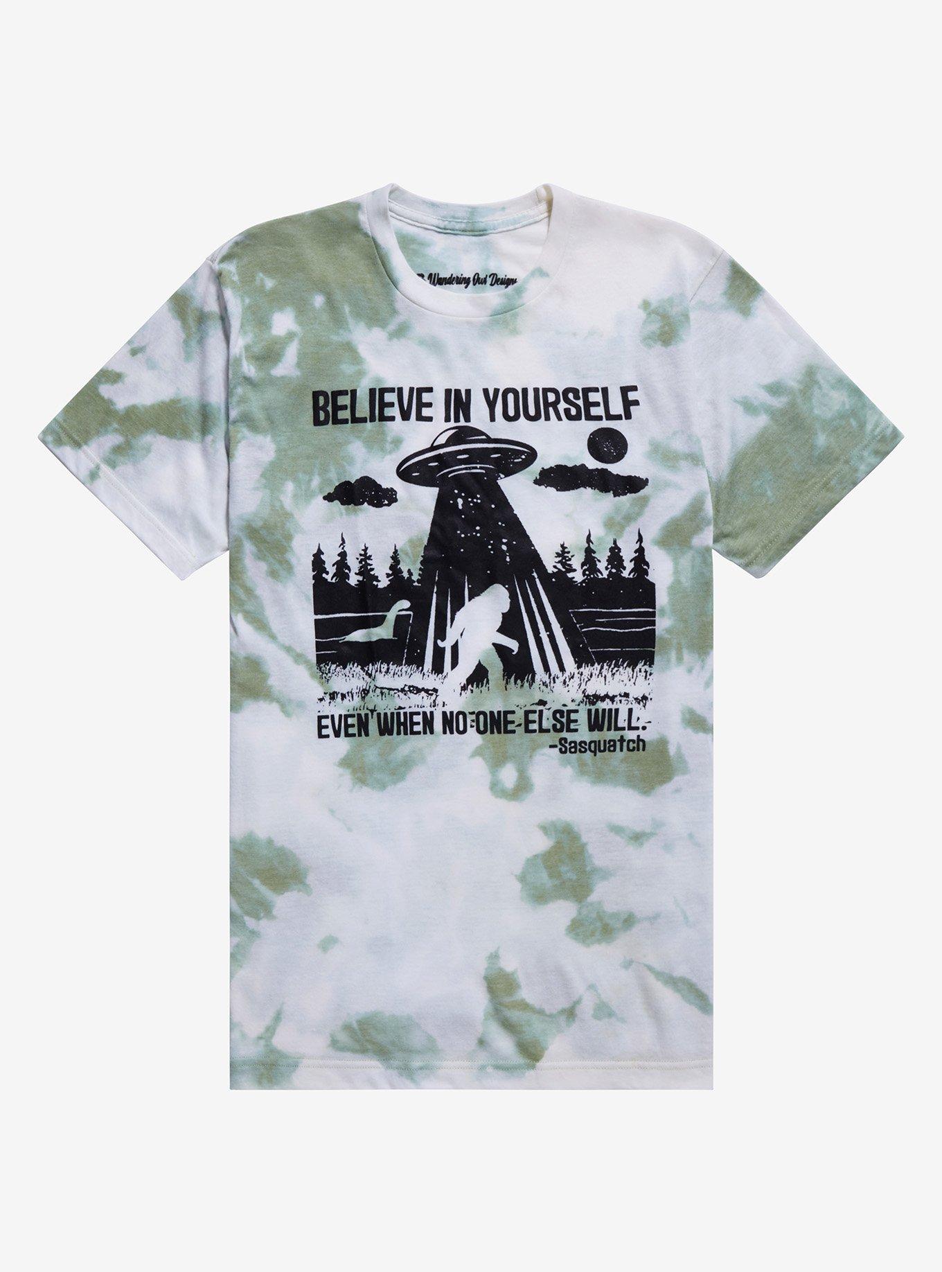 Believe In Yourself Sasquatch Wash Boyfriend Fit Girls T-Shirt By Wandering Owl Designs, , hi-res