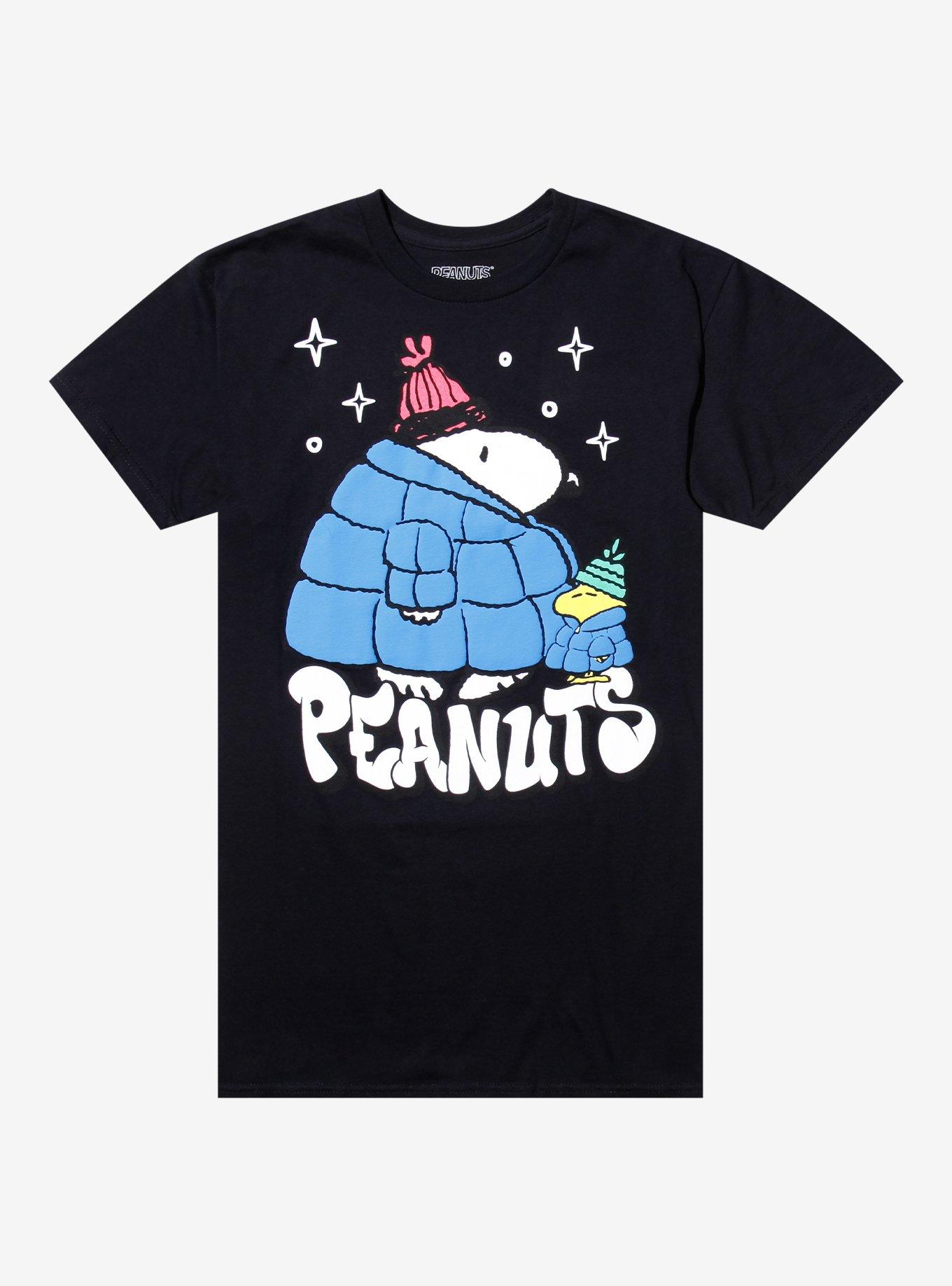 Peanuts Puffer Snoopy & Woodstock Puff Print T-Shirt, BLACK, hi-res