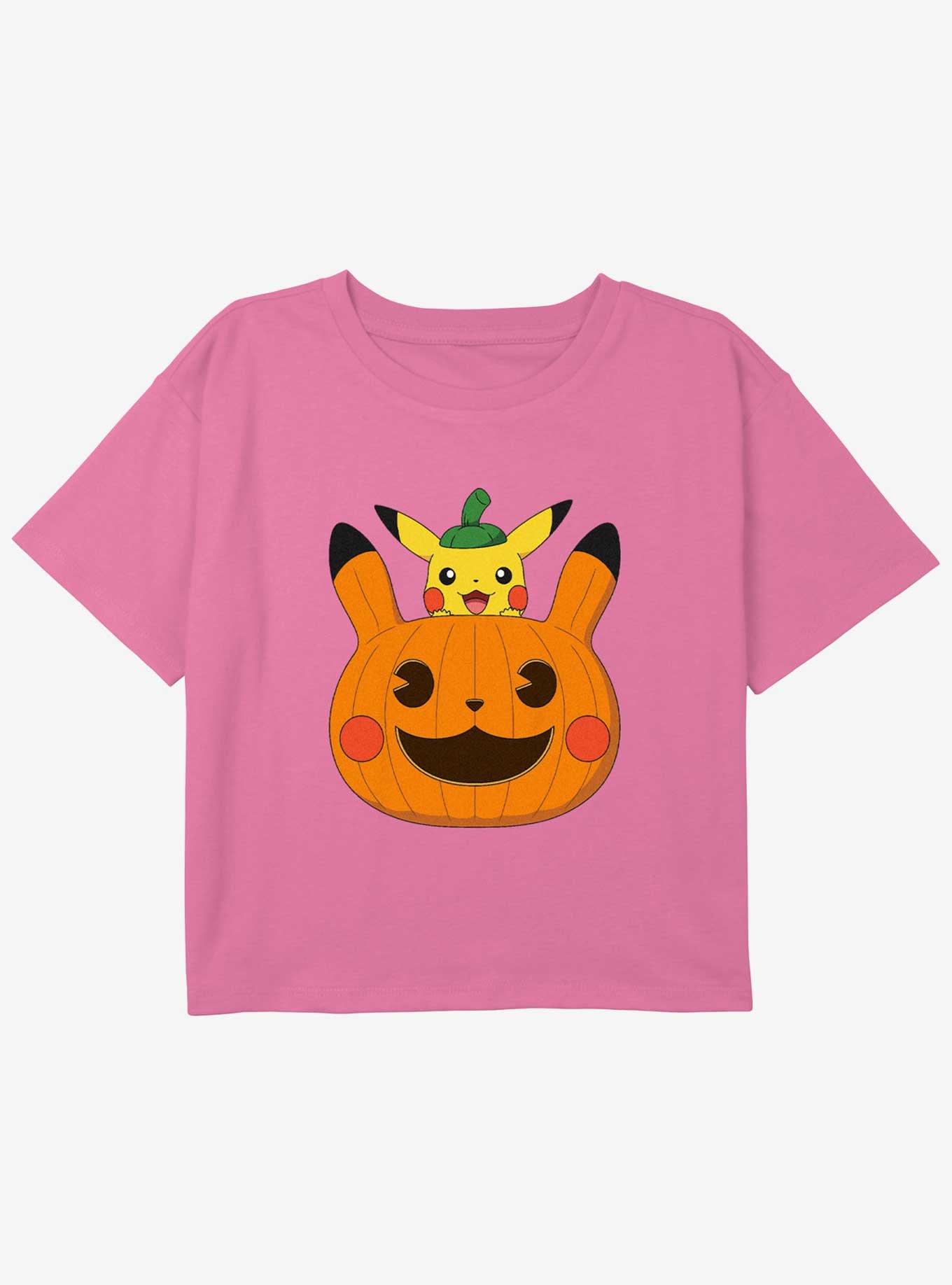 Pokemon Pumpkin Pikachu Youth Girls Boxy T-Shirt, PINK, hi-res