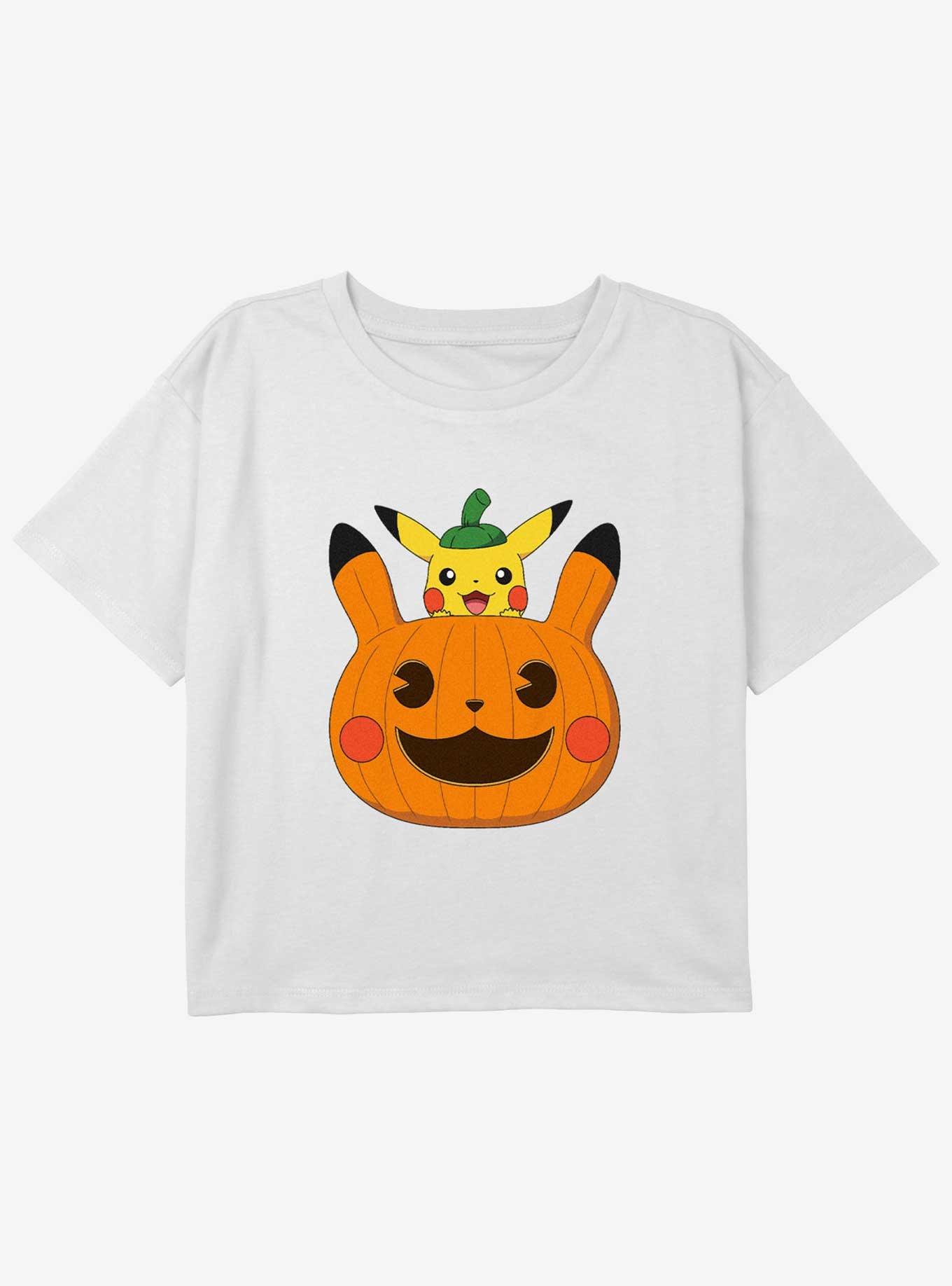 Pokemon Pumpkin Pikachu Youth Girls Boxy T-Shirt, WHITE, hi-res