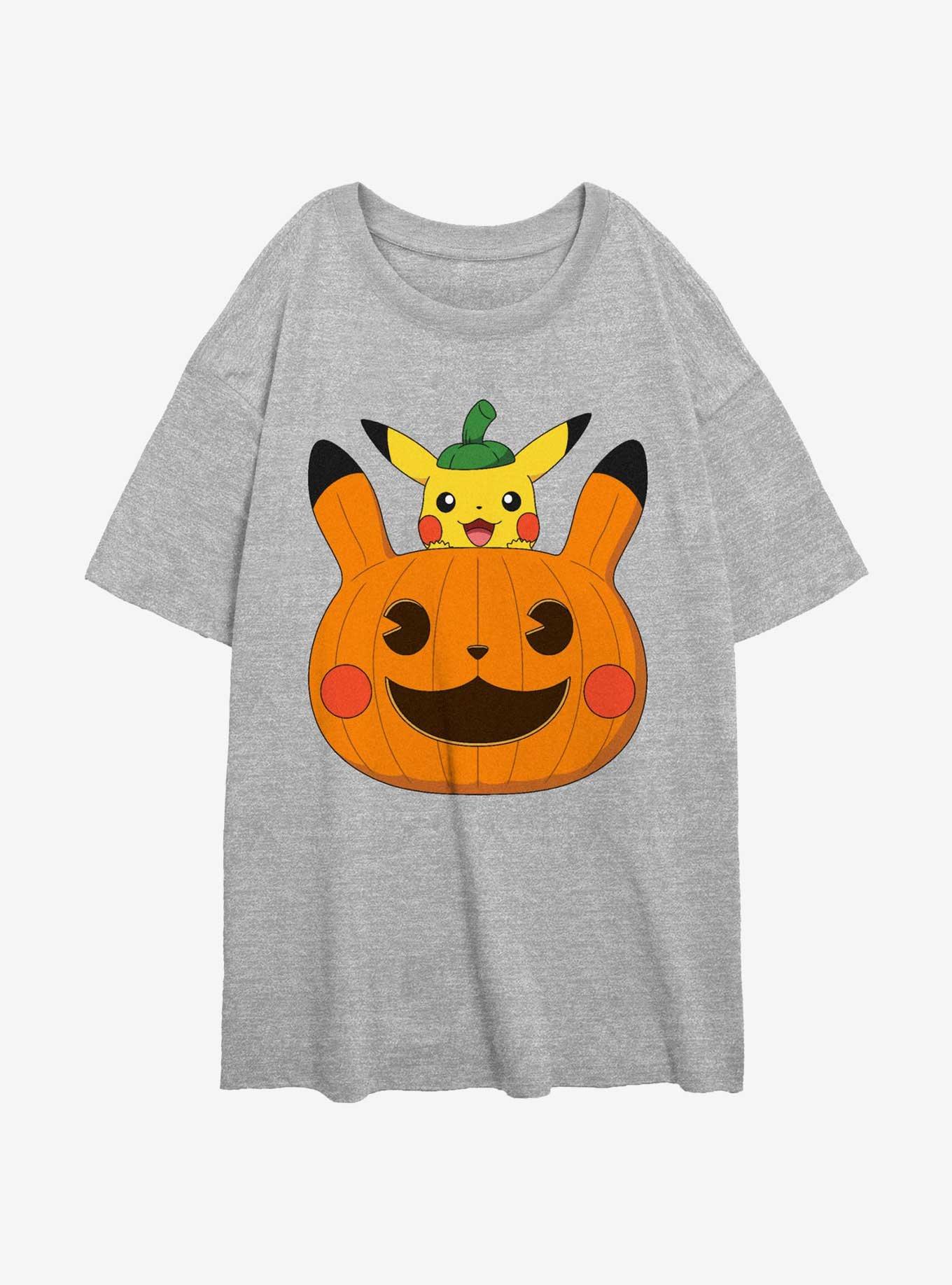 Pokemon Pumpkin Pikachu Womens Oversized T-Shirt, ATH HTR, hi-res