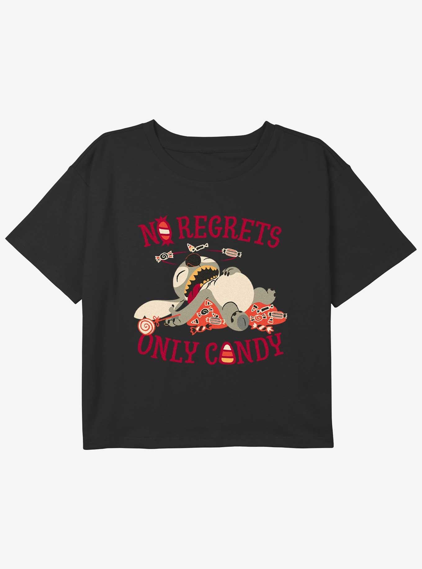 Disney Lilo & Stitch No Regrets Only Candy Youth Girls Boxy T-Shirt, BLACK, hi-res