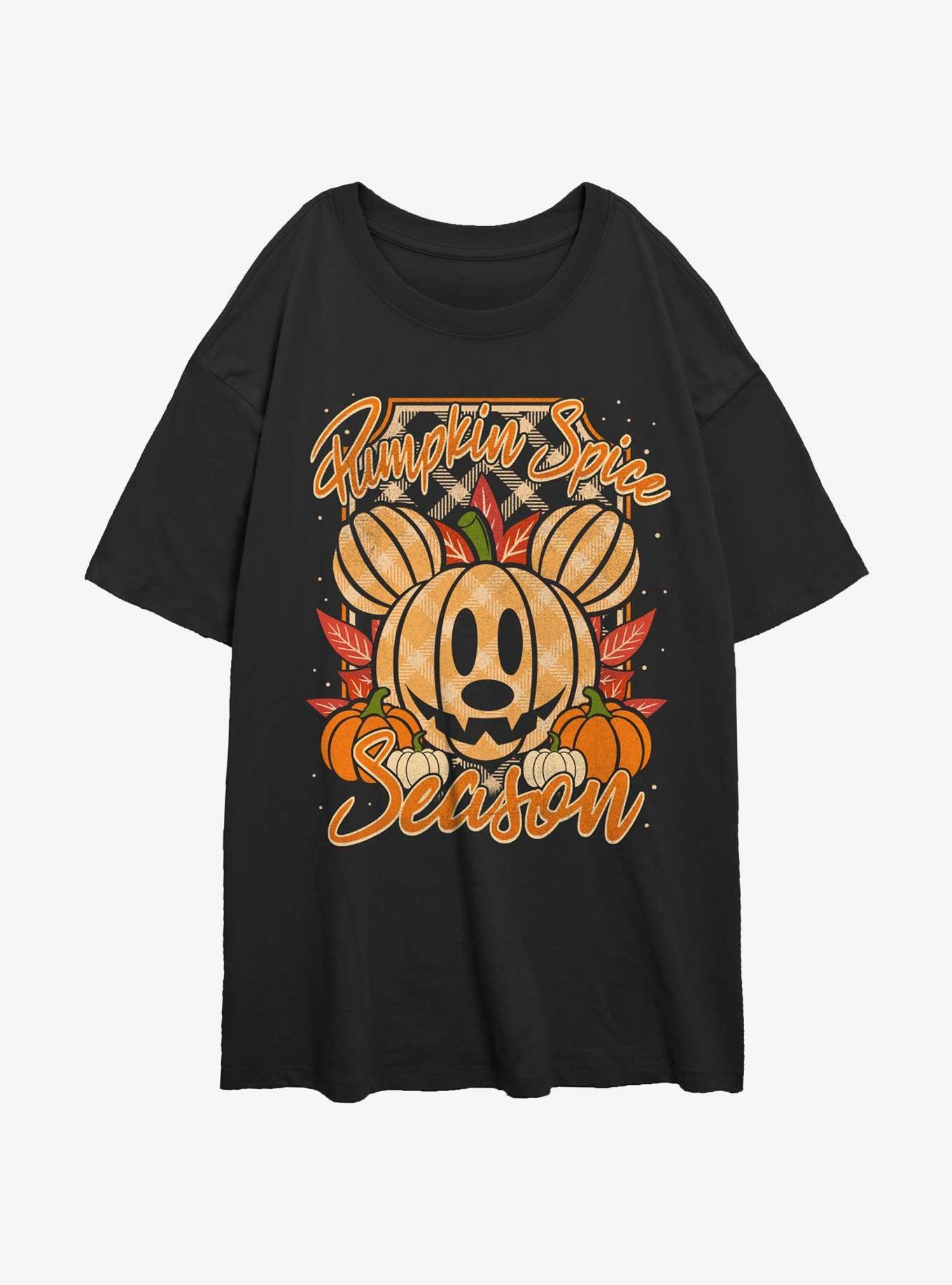 Disney Mickey Mouse Pumpkin Spice Womens Oversized T-Shirt, BLACK, hi-res