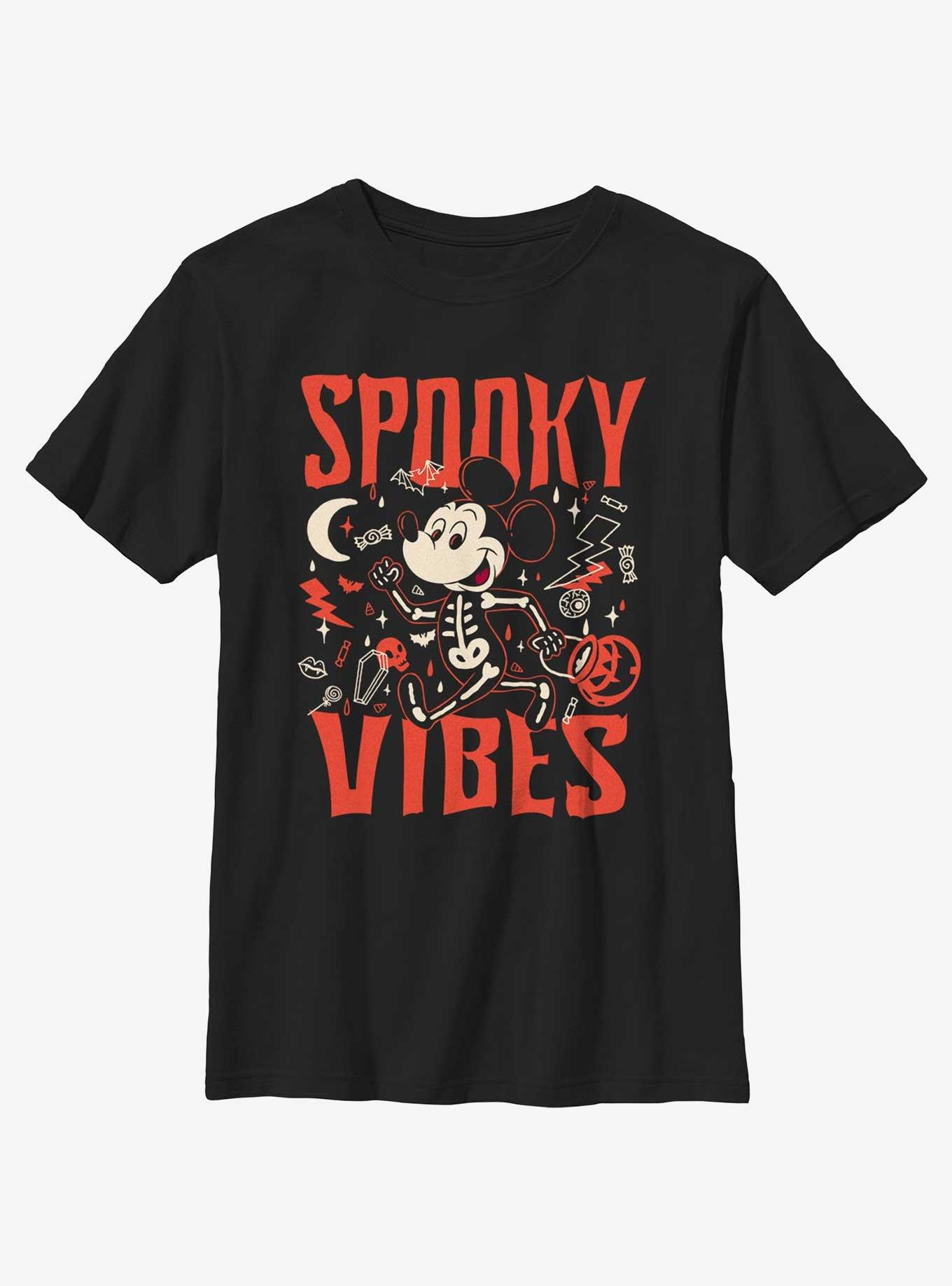 Disney Mickey Mouse Spooky Vibes Youth Girls T-Shirt, BLACK, hi-res