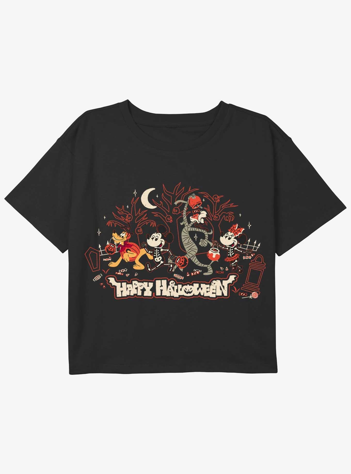 Disney Mickey Mouse Happy Halloween Mickey And Friends Youth Girls Boxy T-Shirt, BLACK, hi-res