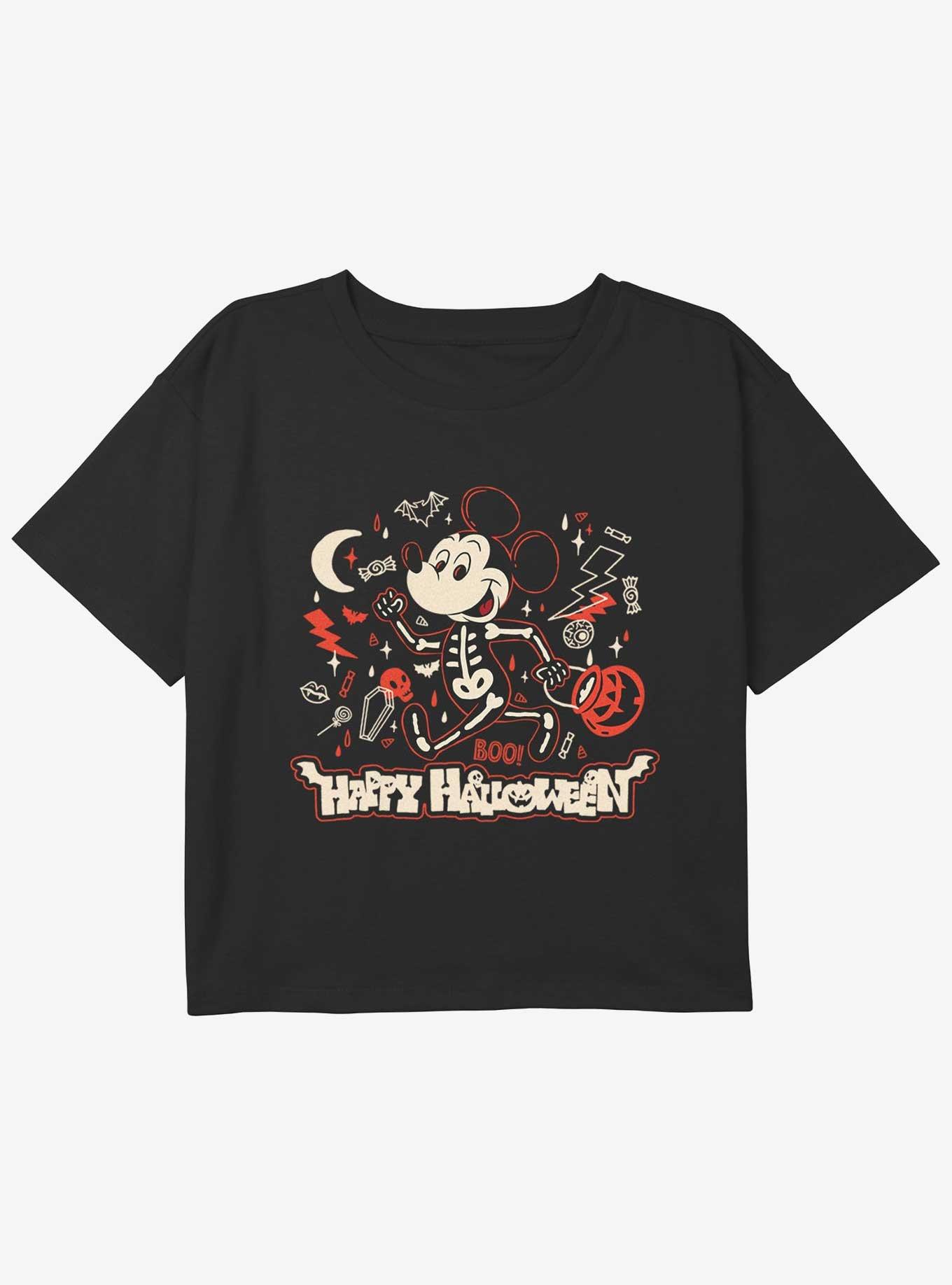 Disney Mickey Mouse Happy Halloween Mickey Boo Youth Girls Boxy T-Shirt, BLACK, hi-res