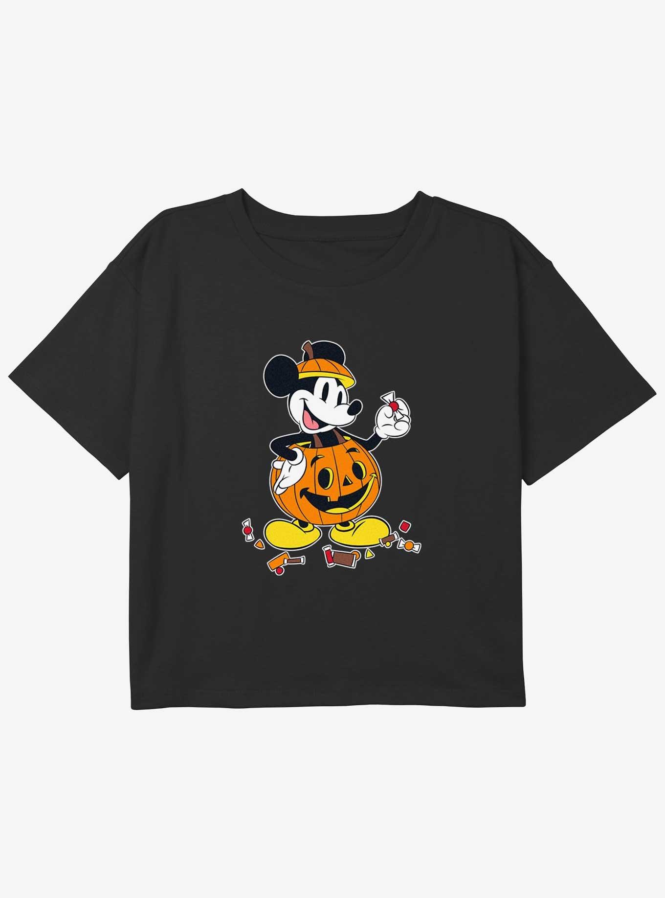 Disney Mickey Mouse Pumpkin Candies Youth Girls Boxy T-Shirt, BLACK, hi-res