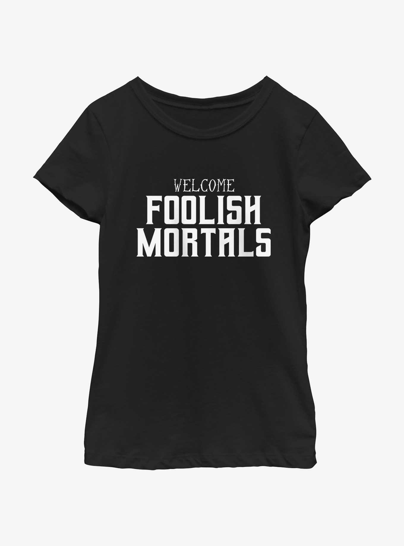 Disney The Haunted Mansion Foolish Mortals Youth T-Shirt, BLACK, hi-res