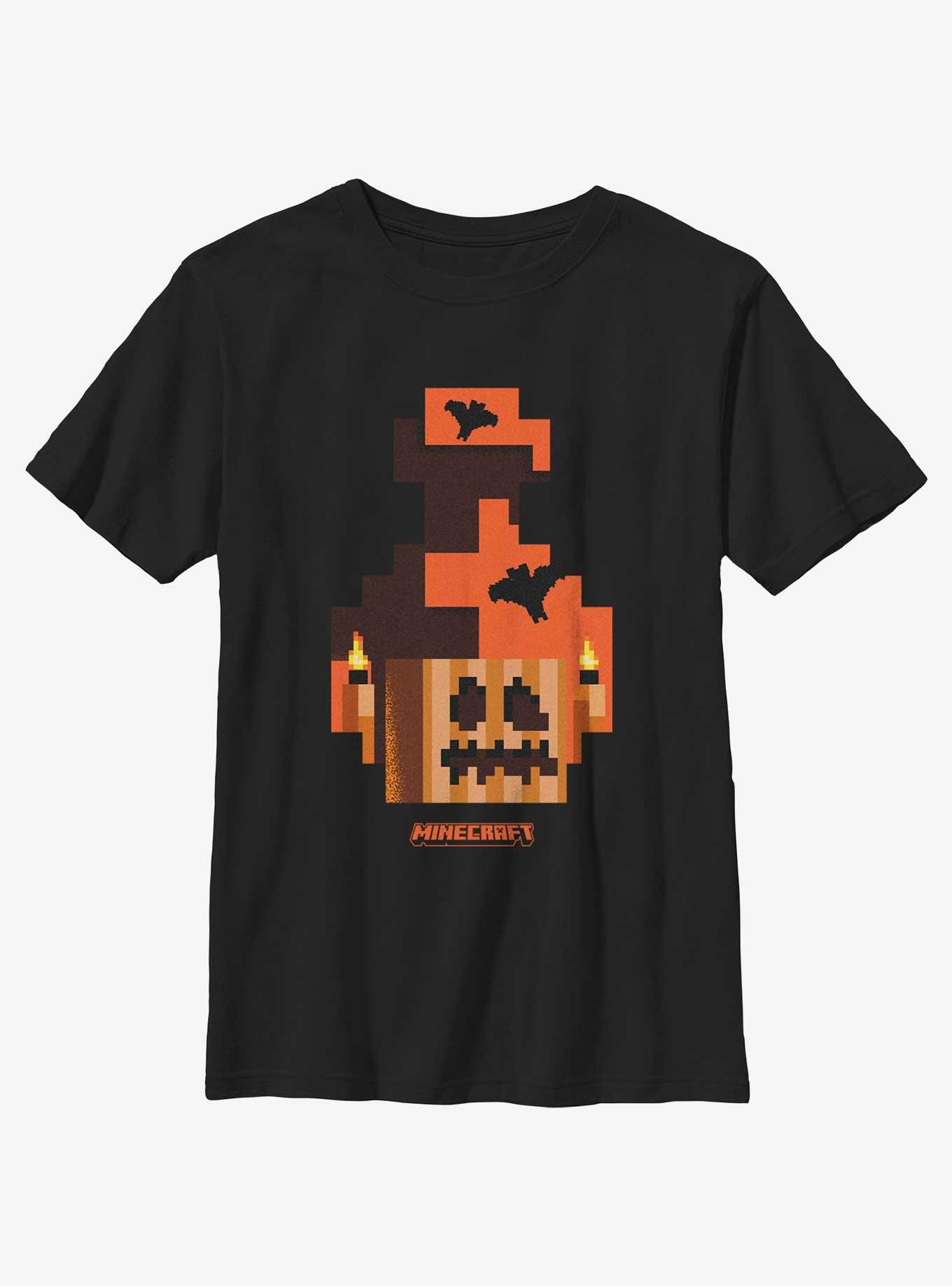 Minecraft Pumpkin Bats Youth Girls T-Shirt, BLACK, hi-res