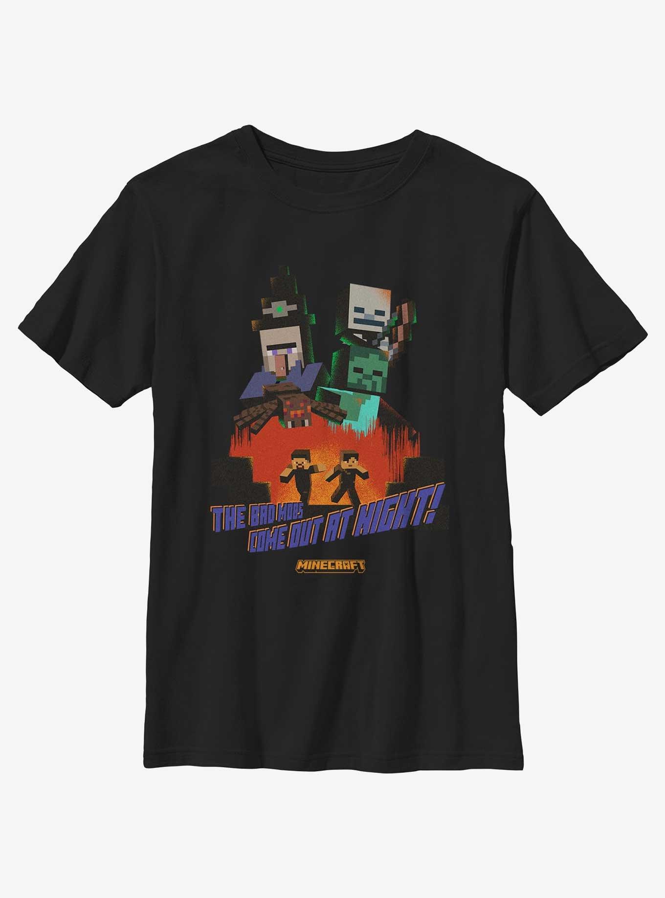 Minecraft Out At Night Youth Girls T-Shirt, BLACK, hi-res