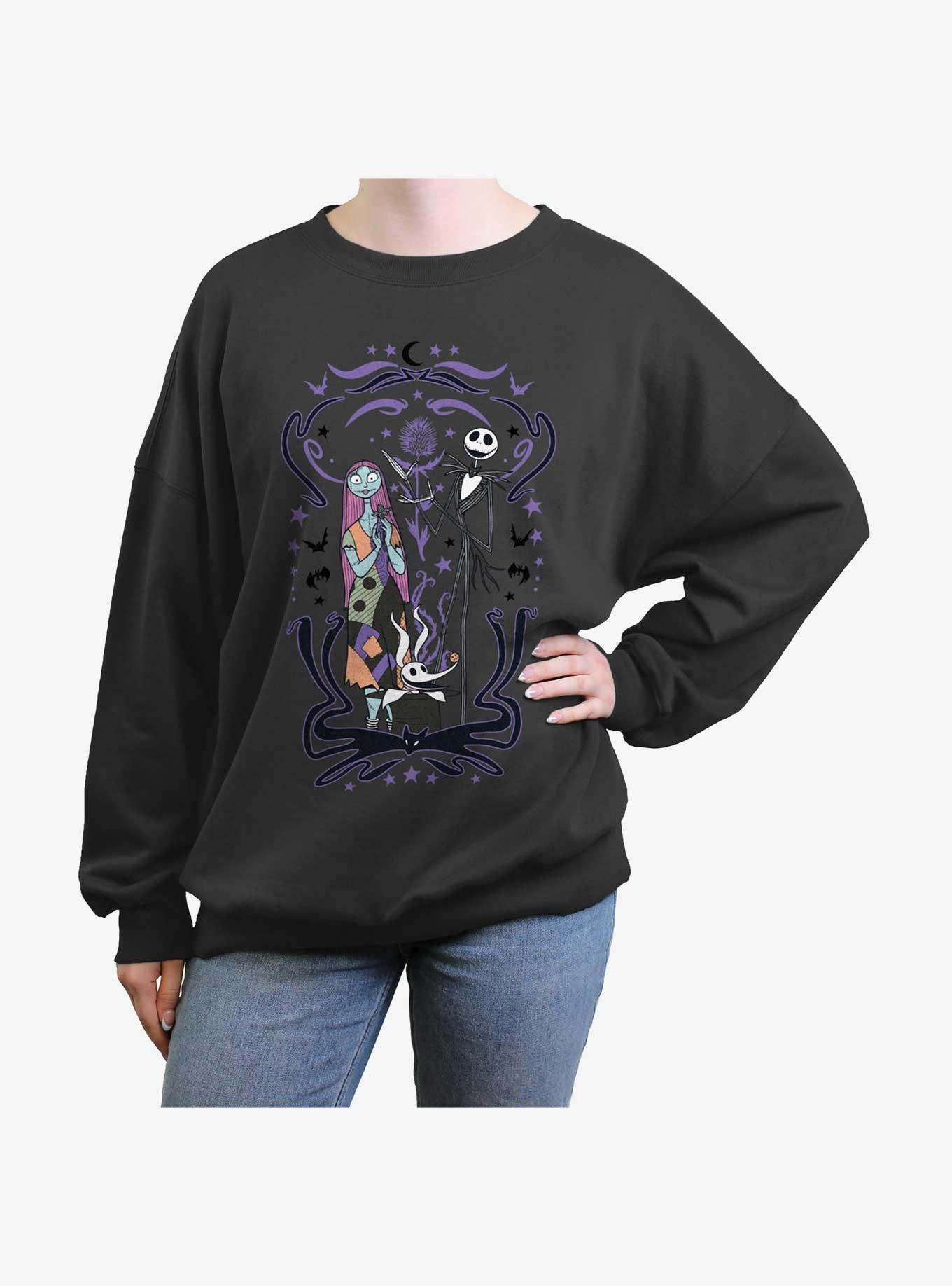 Disney The Nightmare Before Christmas Nightmare Show Womens Oversized Sweatshirt, CHARCOAL, hi-res