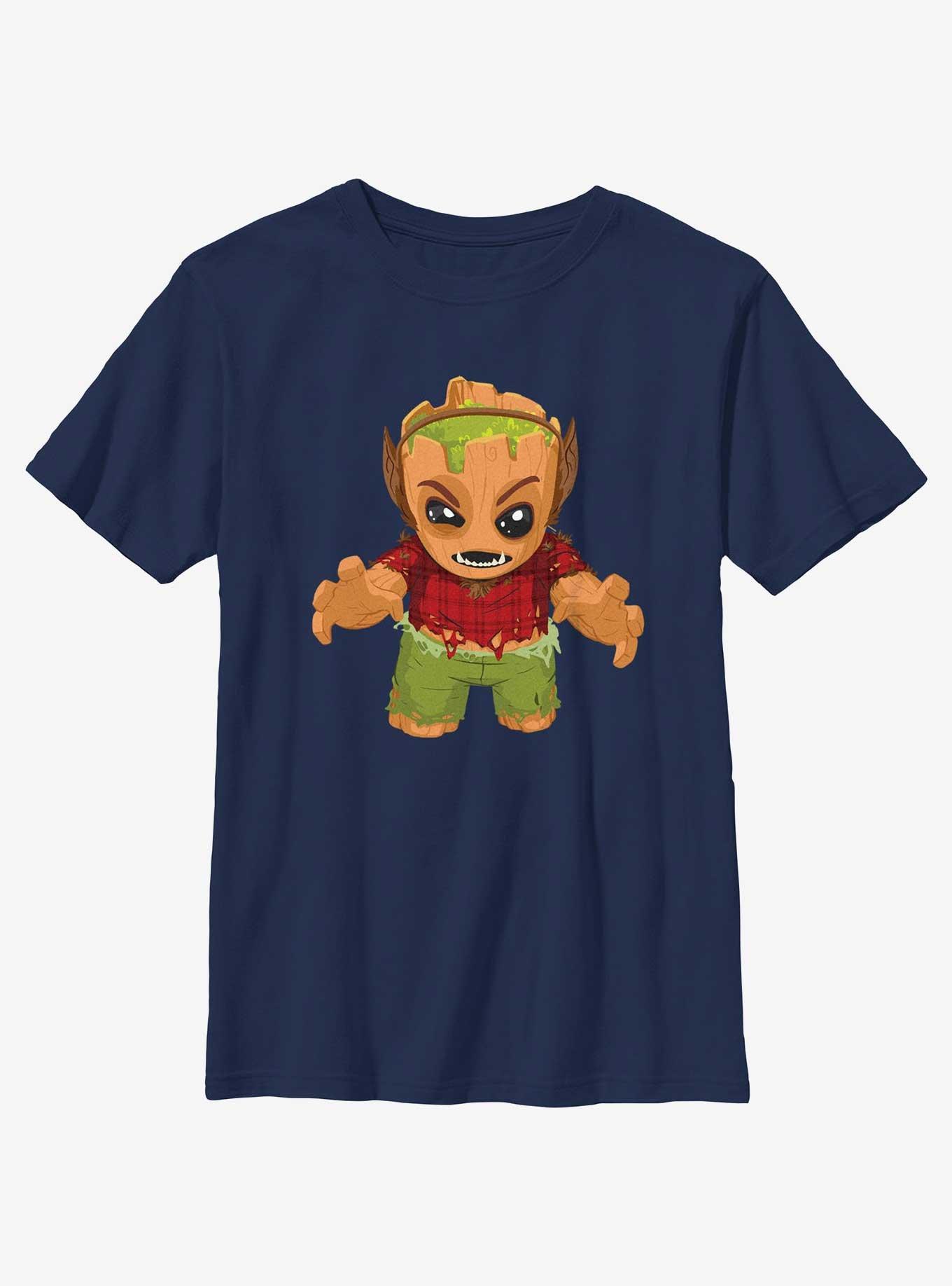 I Am Groot Werewolf Groot Youth Girls T-Shirt, NAVY, hi-res