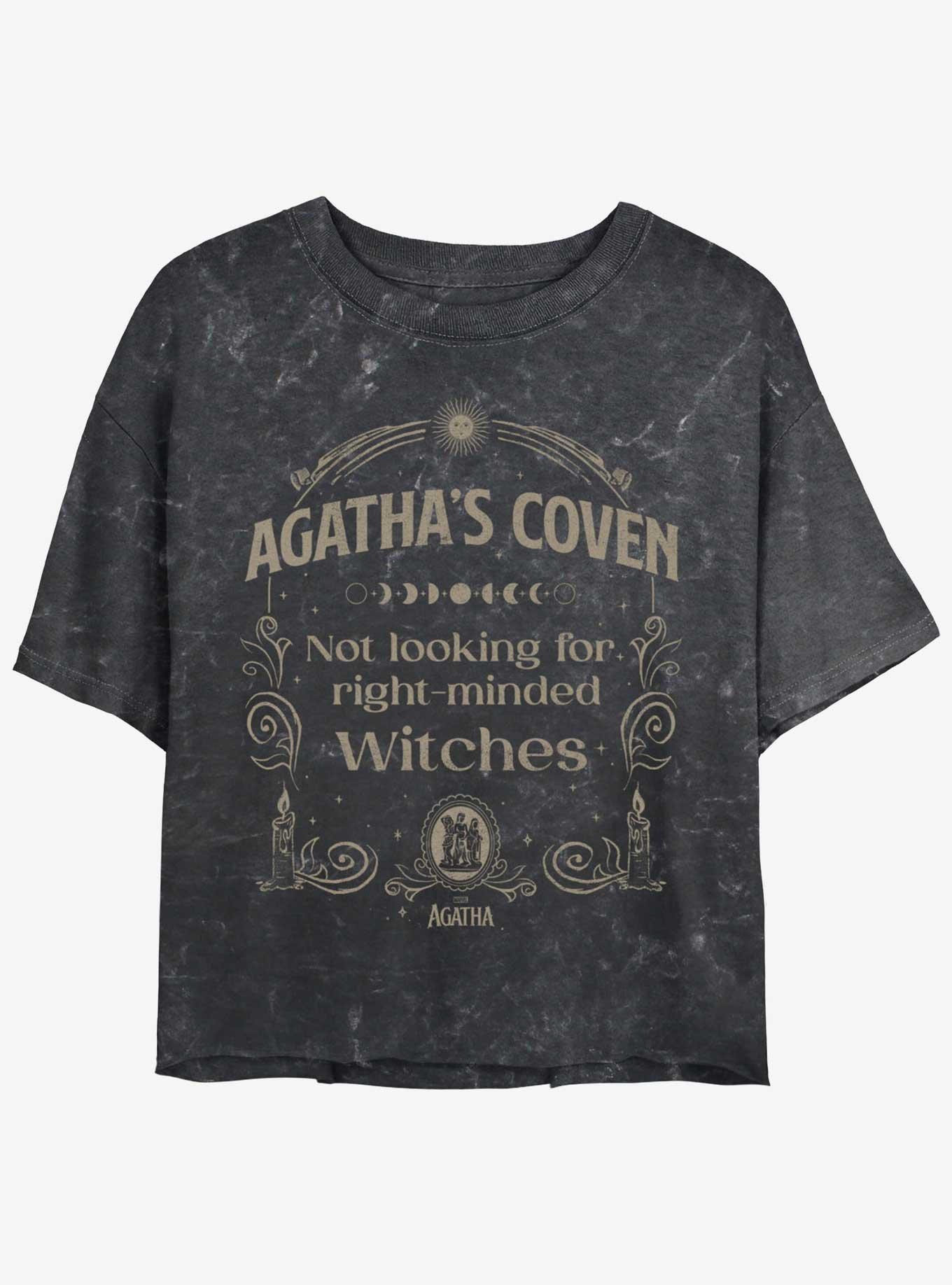 Marvel Agatha Coven Womens Mineral Wash Crop T-Shirt, BLACK, hi-res