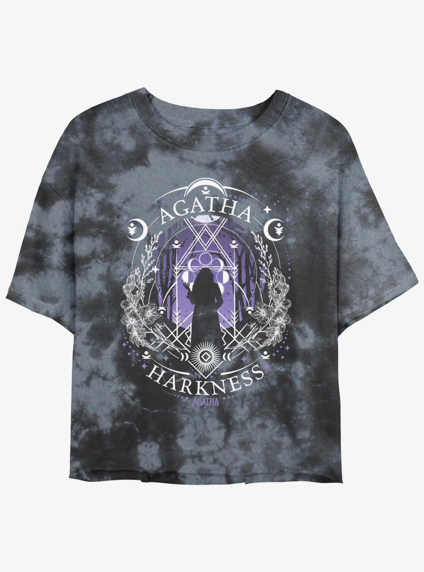 Marvel Agatha Star Signs Womens Tie-Dye Crop T-Shirt - BoxLunch Web Exclusive, BLKCHAR, hi-res