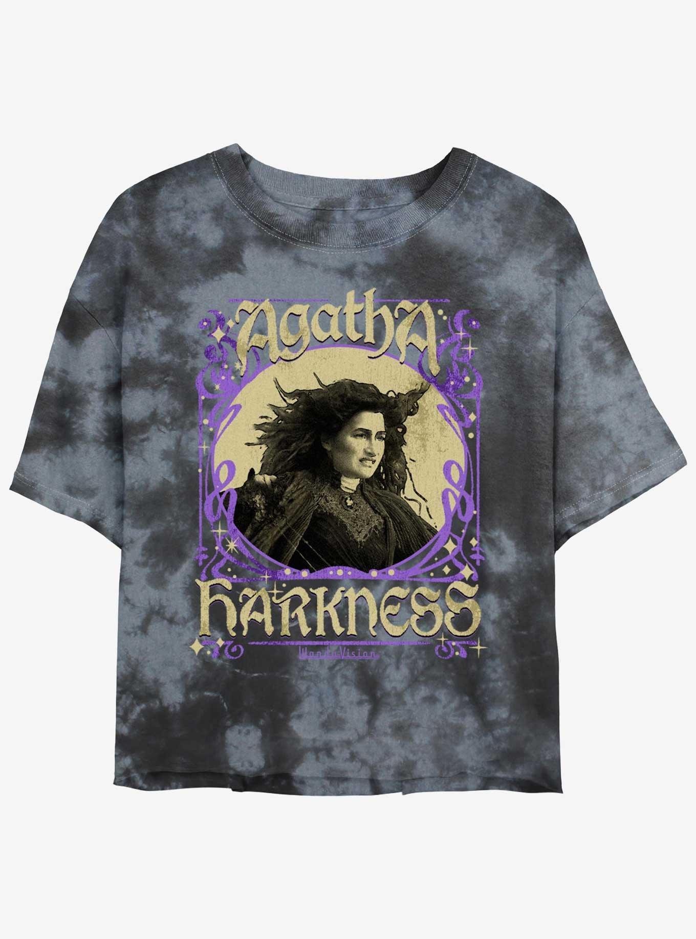 Marvel Agatha Harkness Framed Womens Tie-Dye Crop T-Shirt