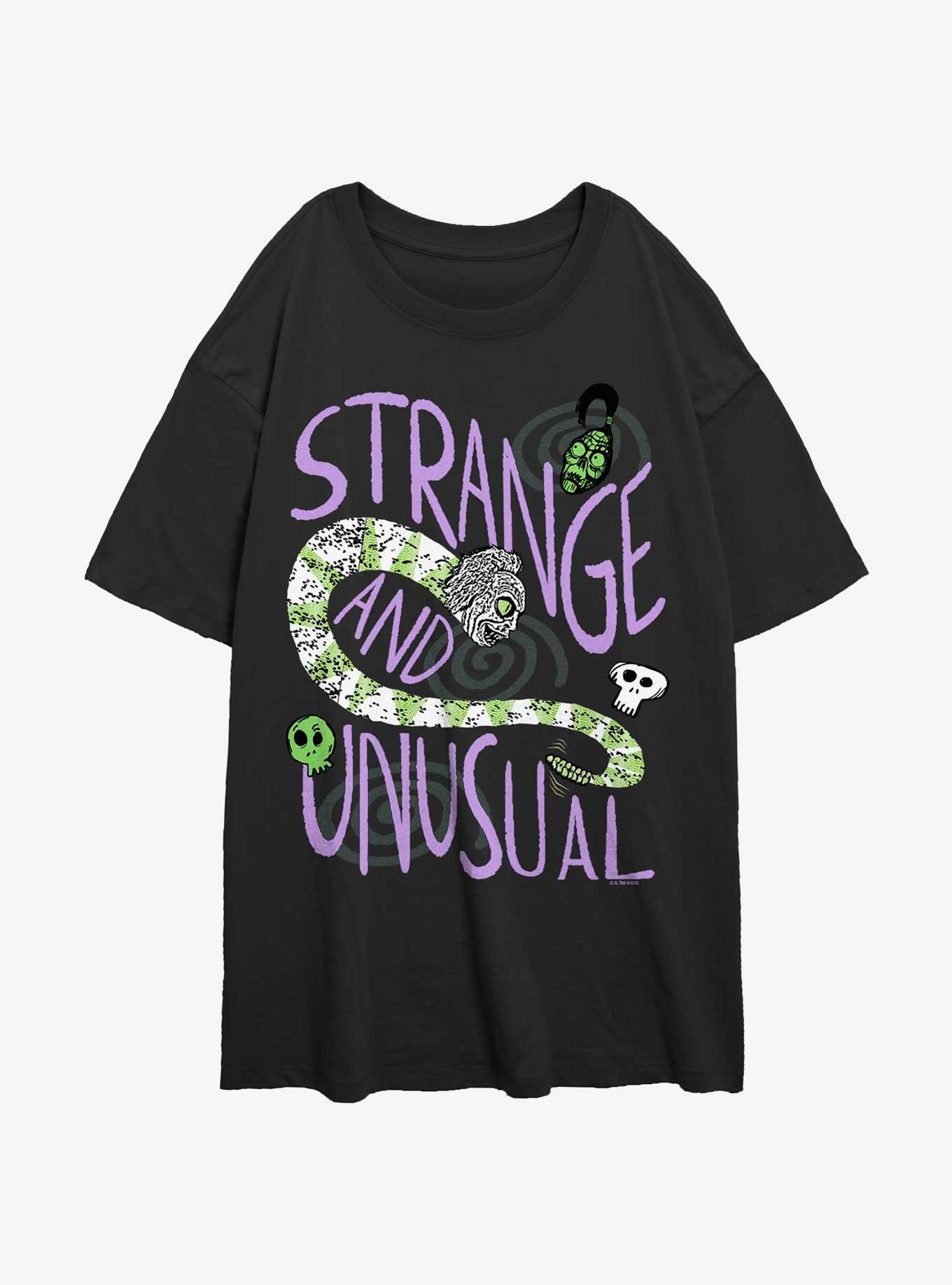 Beetlejuice Strange And Unusual Womens Oversized T-Shirt, BLACK, hi-res