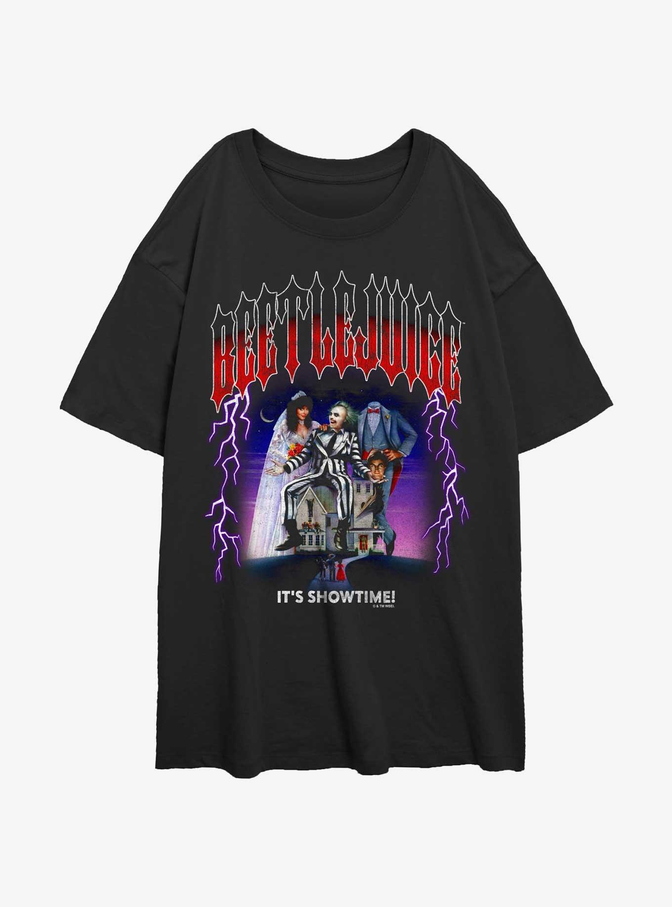 Beetlejuice Heavy Lightning Womens Oversized T-Shirt, BLACK, hi-res