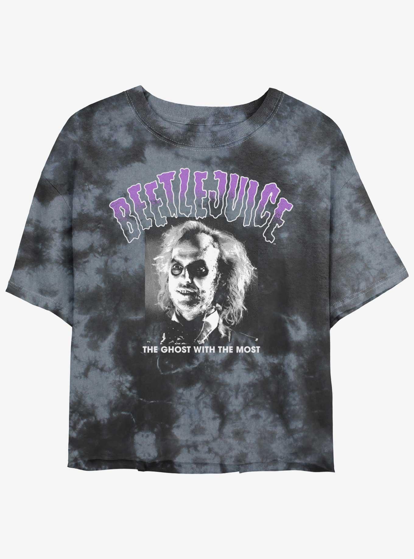 Beetlejuice Spooky Ghost With The Most Womens Tie-Dye Crop T-Shirt