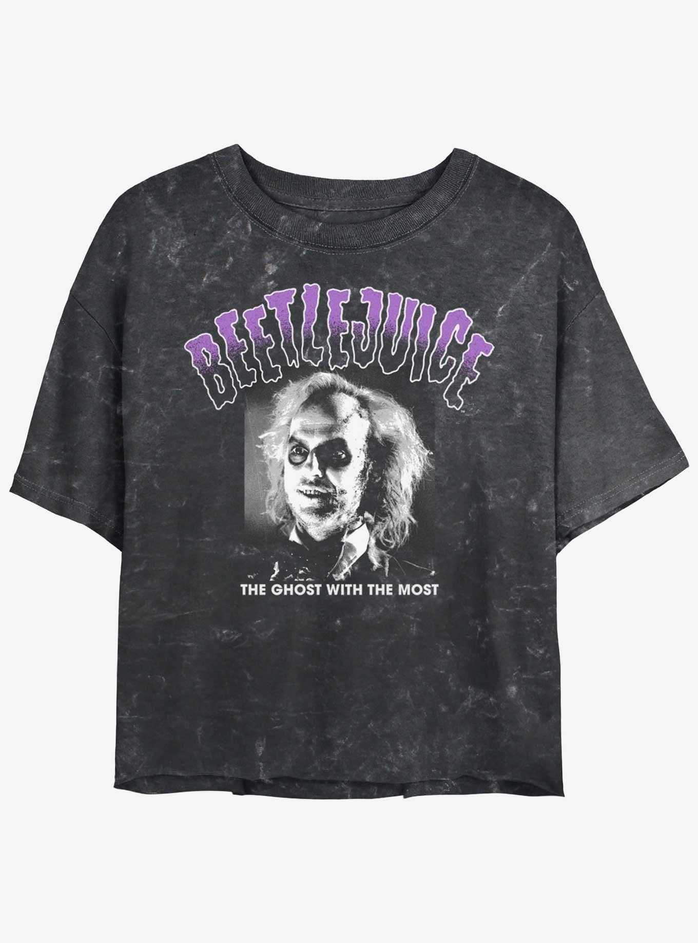 Beetlejuice Spooky Ghost With The Most Womens Mineral Wash Crop T-Shirt