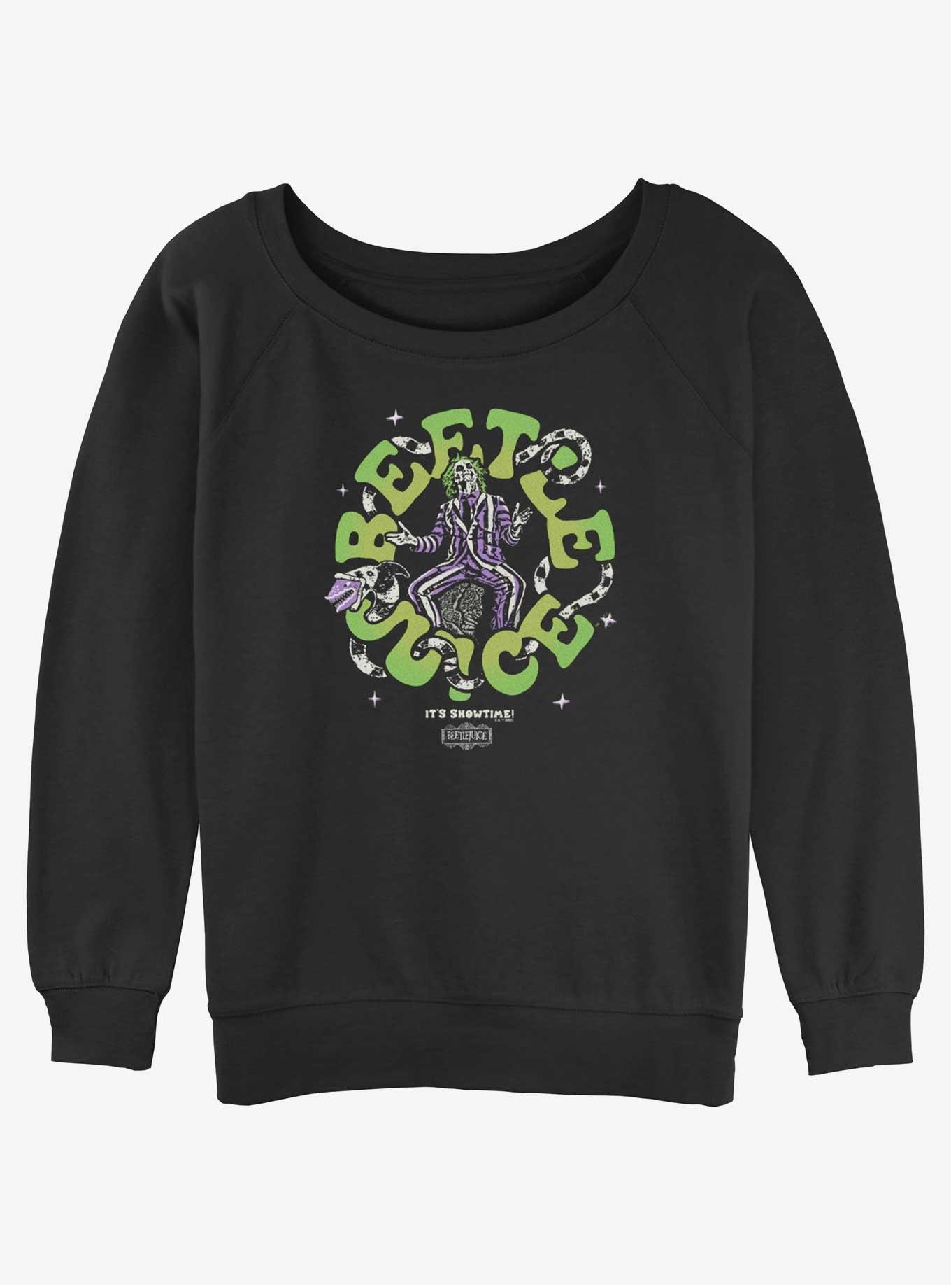 Beetlejuice Groovy Womens Slouchy Sweatshirt, BLACK, hi-res