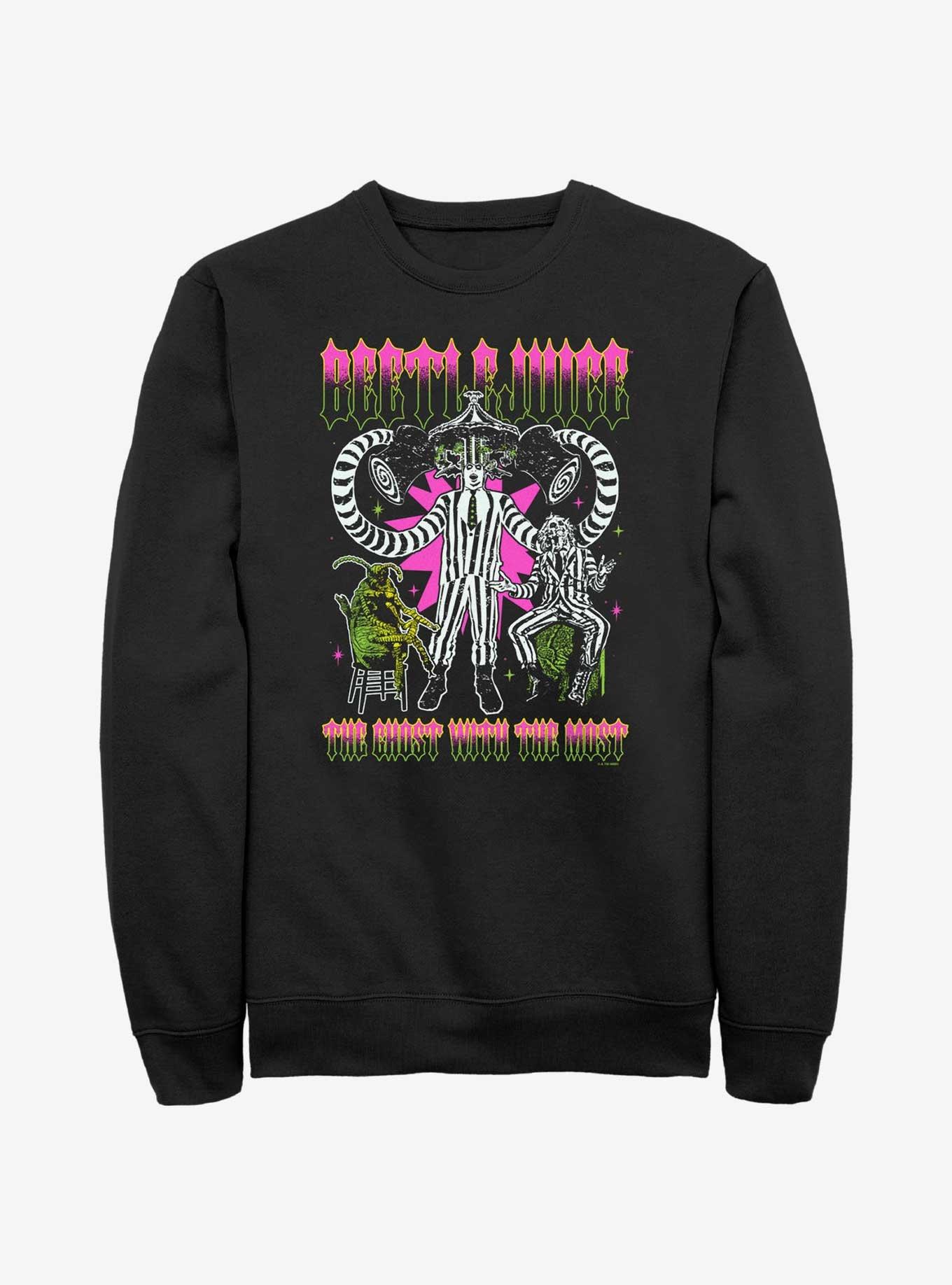 Beetlejuice Heavy Metal Ghost With The Most Sweatshirt, BLACK, hi-res