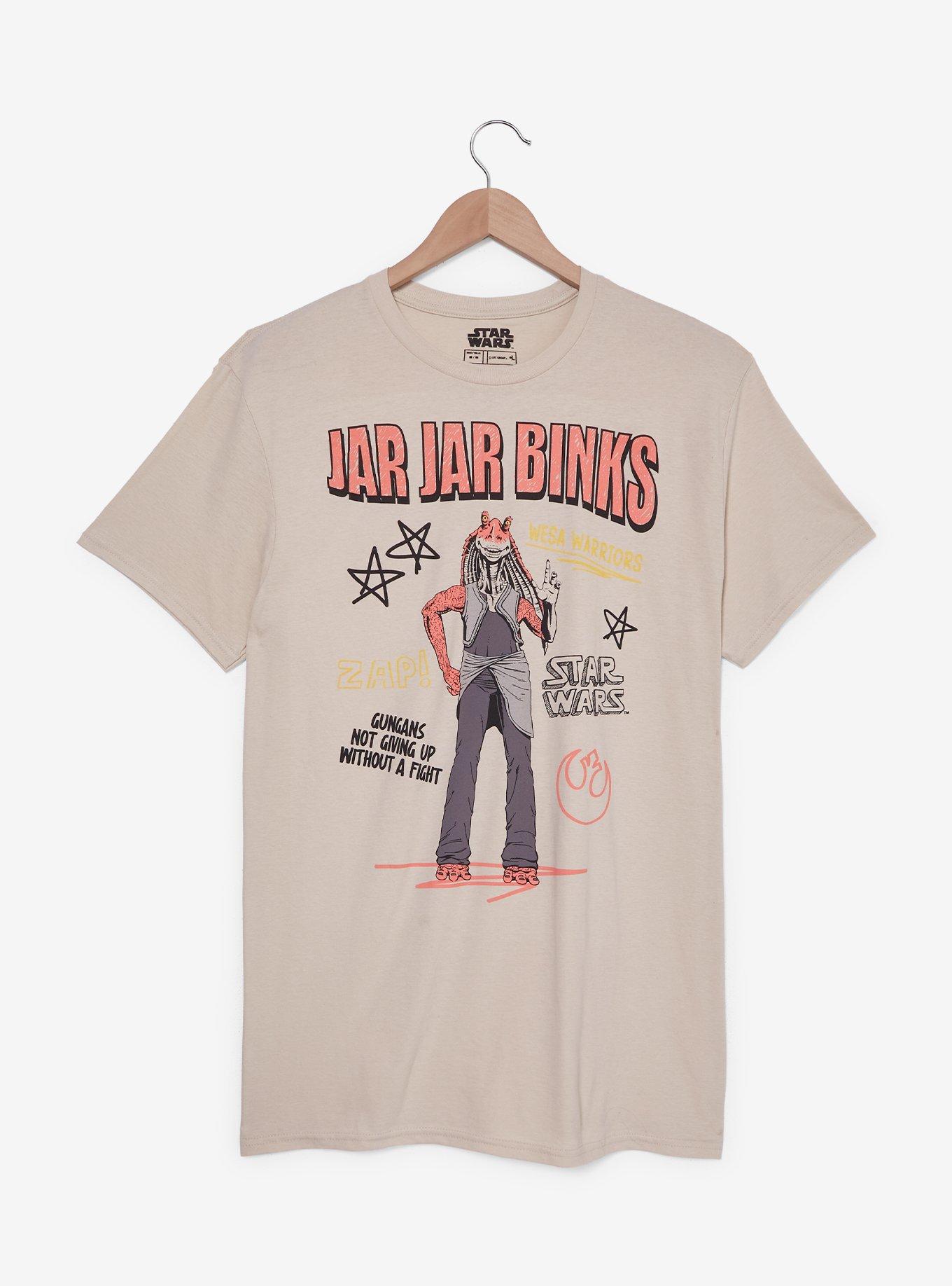 Star Wars Jar Jar Binks Doodle Icons Women's T-Shirt - BoxLunch Exclusive, NATURAL, hi-res