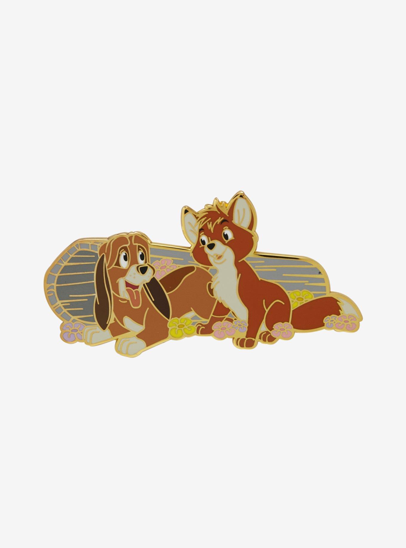 Disney The Fox and the Hound Todd and Copper Log Floral Enamel Pin, , hi-res