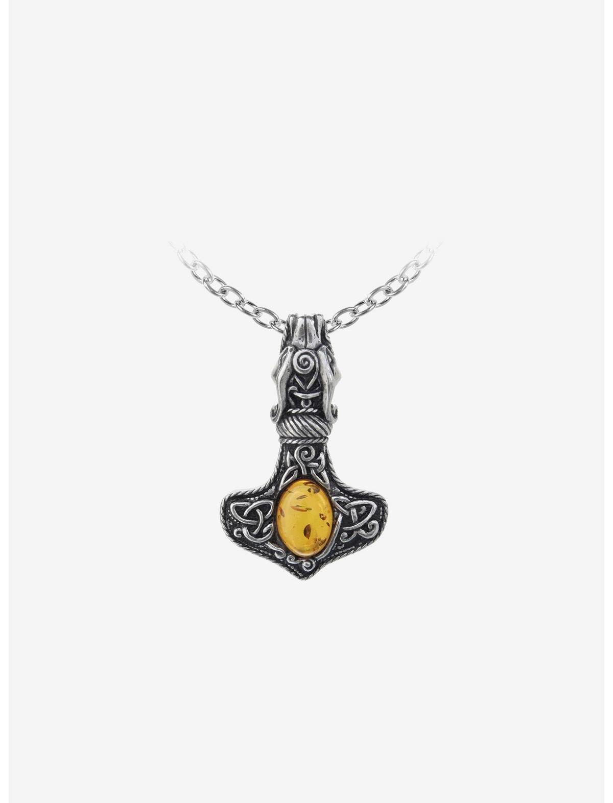 Alchemy of England Amber Dragon Mjollnir Pendant Necklace, , hi-res