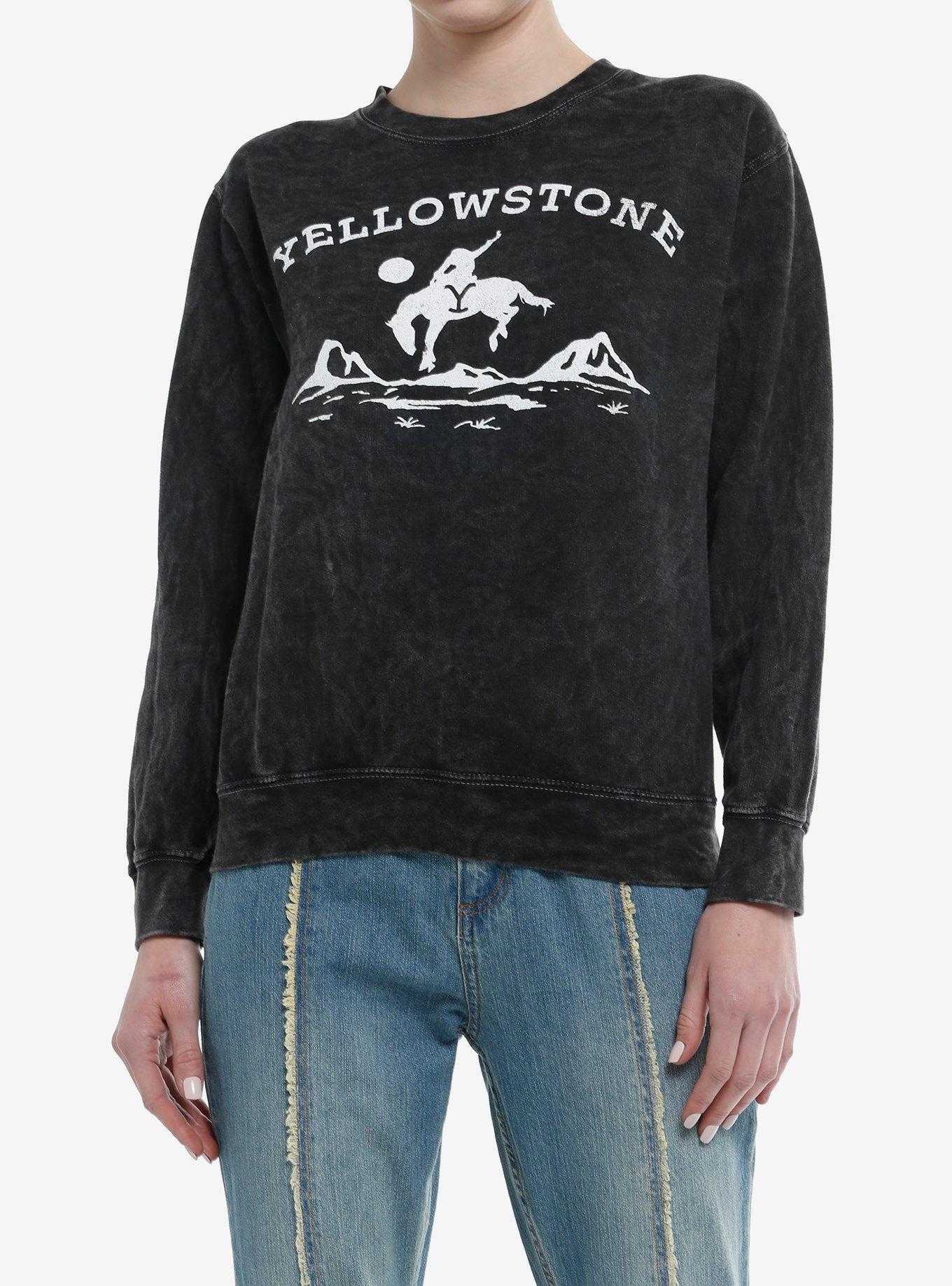 Yellowstone Mountain Logo Dark Wash Girls Sweatshirt, , hi-res