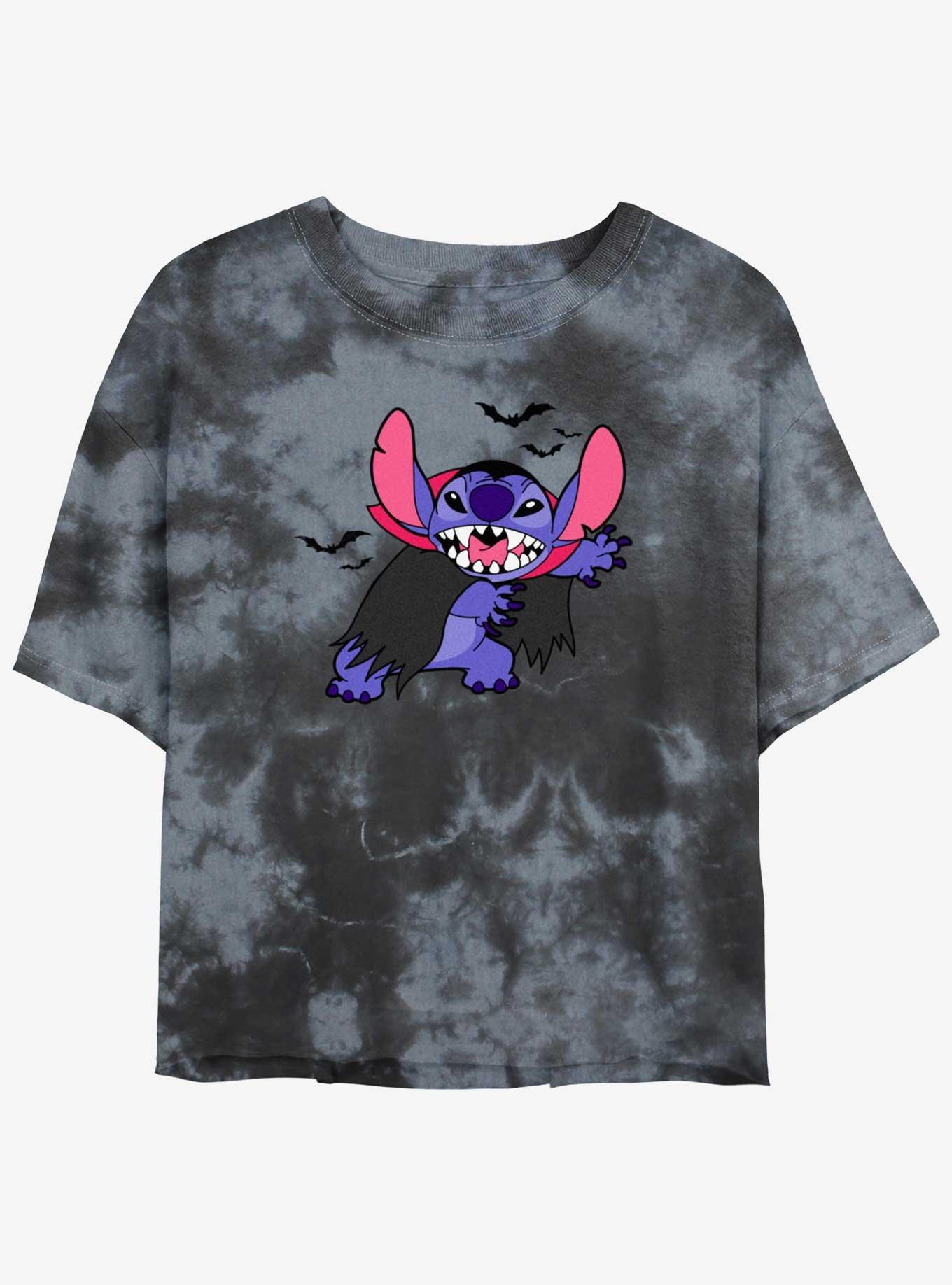 Disney Lilo & Stitch Bat Womens Tie-Dye Crop T-Shirt, BLKCHAR, hi-res