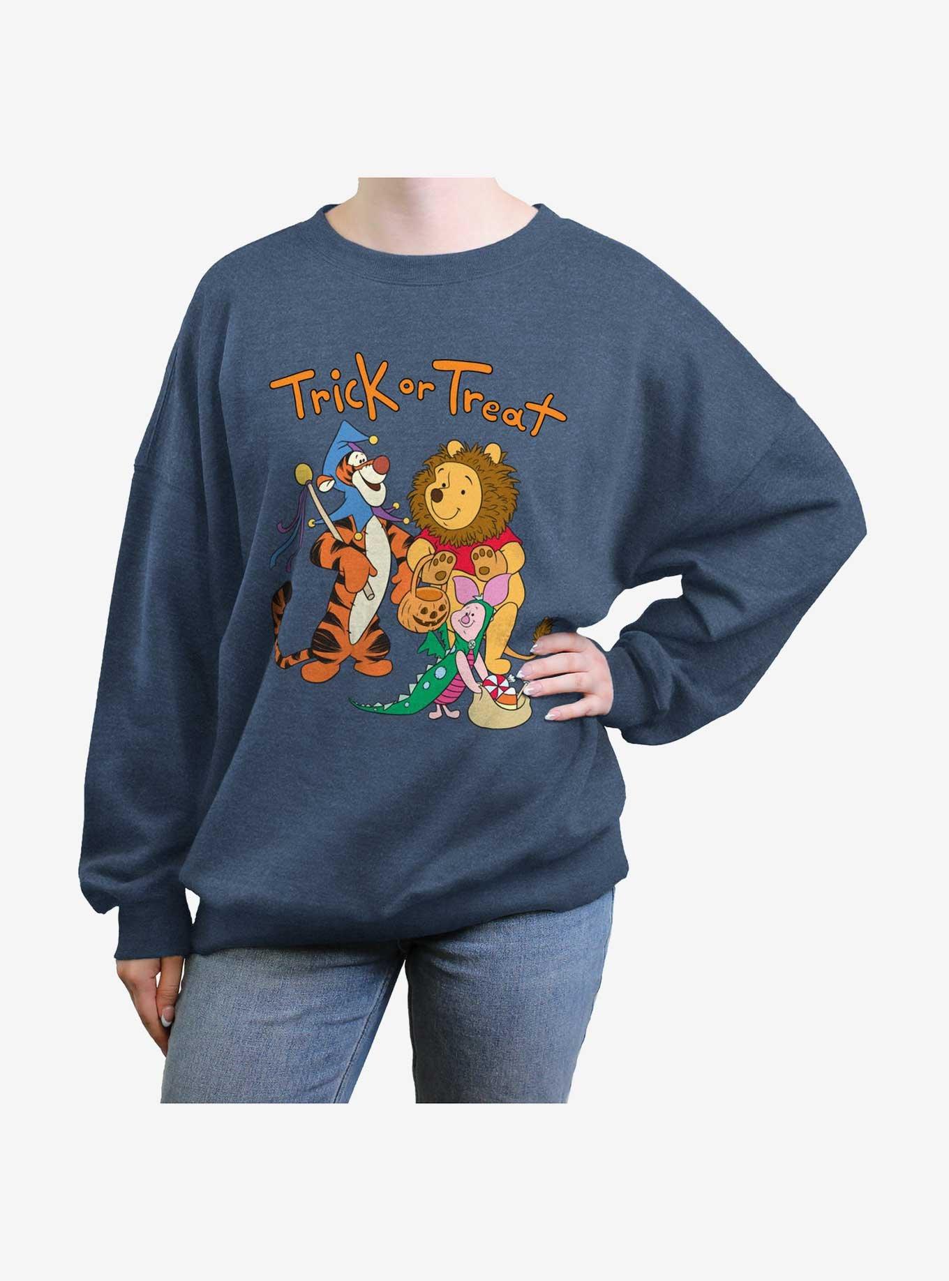 Disney Winnie The Pooh Trick Or Treat Womens Oversized Sweatshirt, BLUEHTR, hi-res