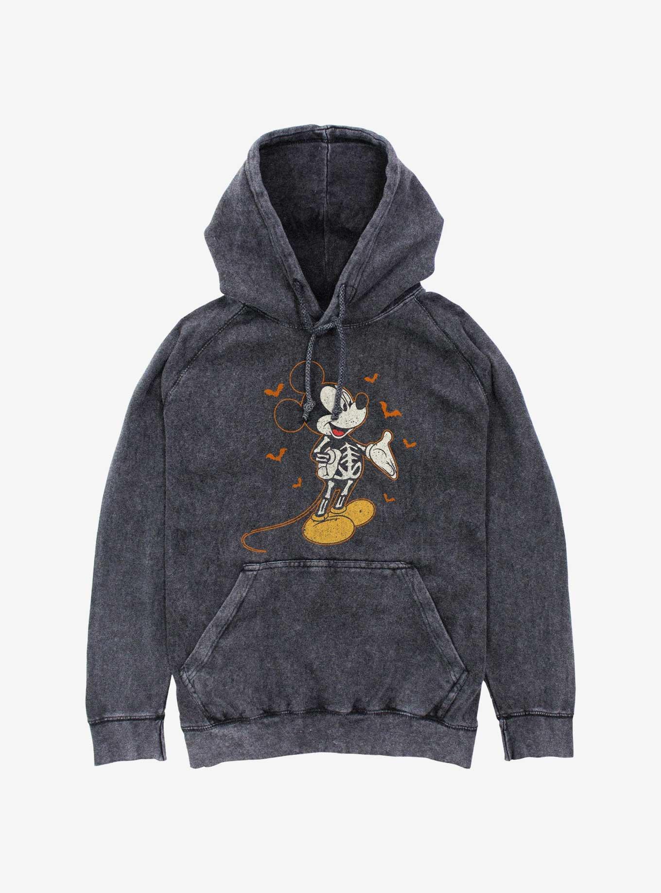 Disney Mickey Mouse Skeleton Bats Mineral Wash Hoodie, , hi-res