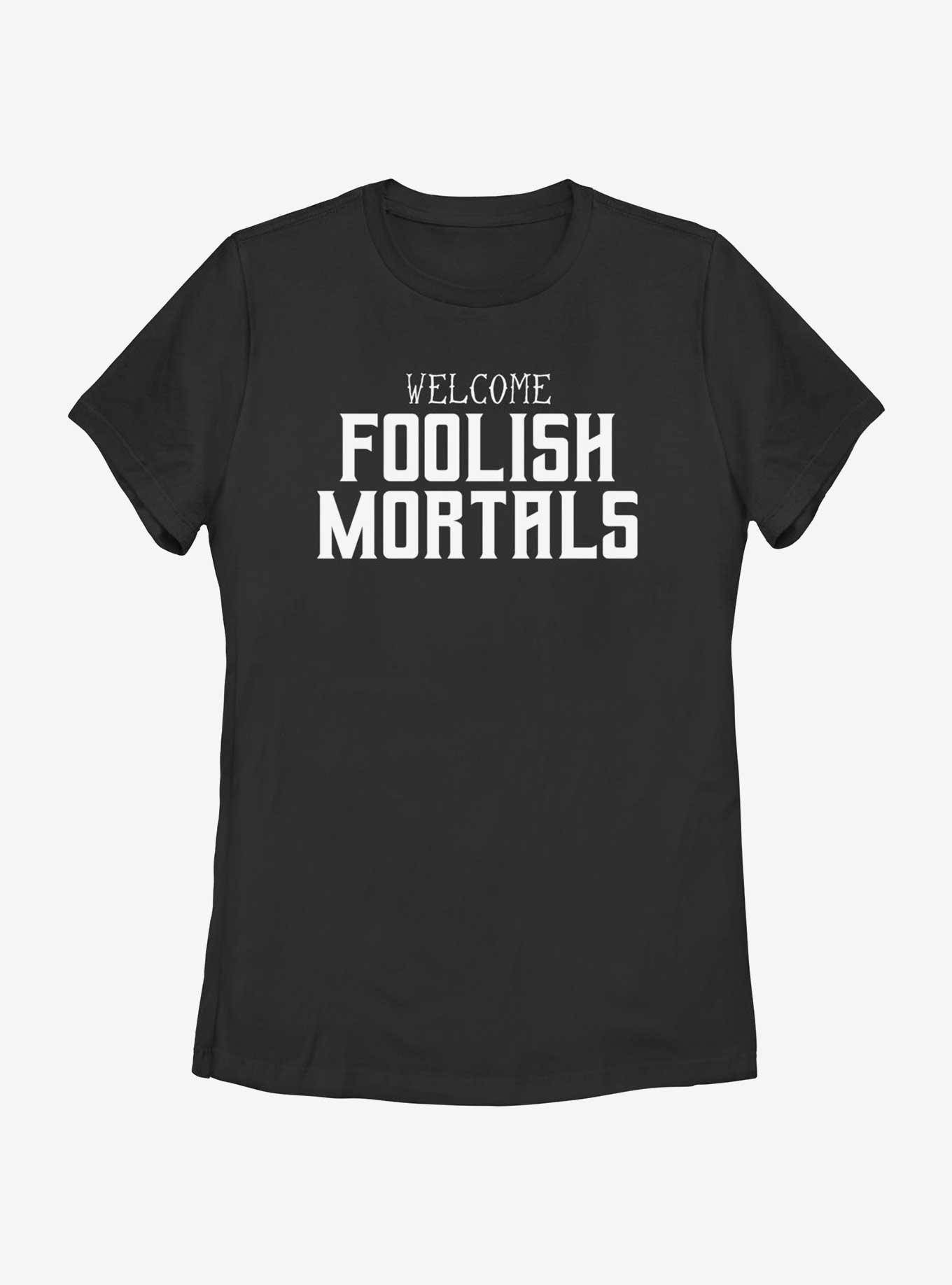 Disney The Haunted Mansion Foolish Mortals Womens T-Shirt, BLACK, hi-res