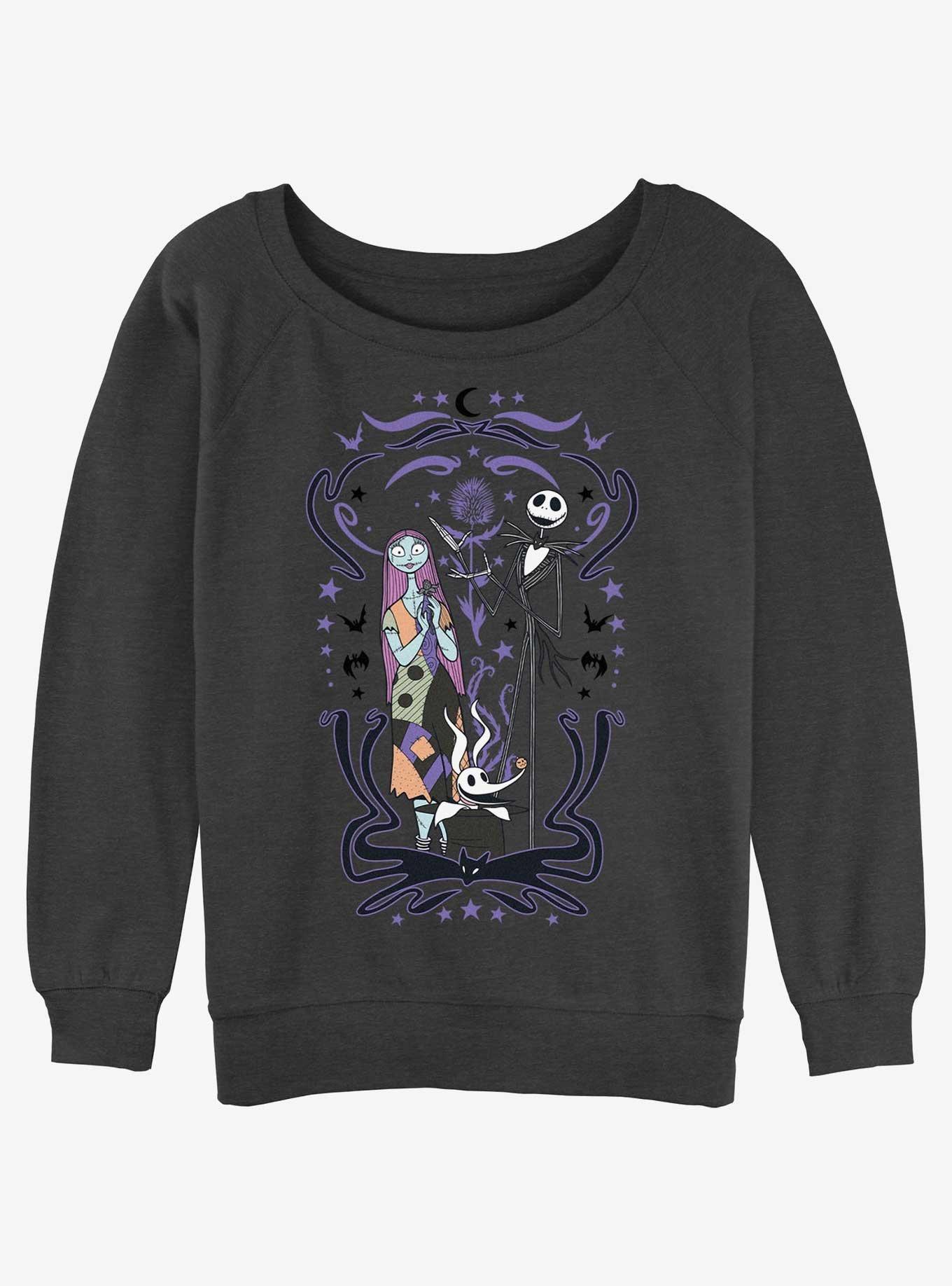 Disney The Nightmare Before Christmas Nightmare Show Womens Slouchy Sweatshirt, CHAR HTR, hi-res