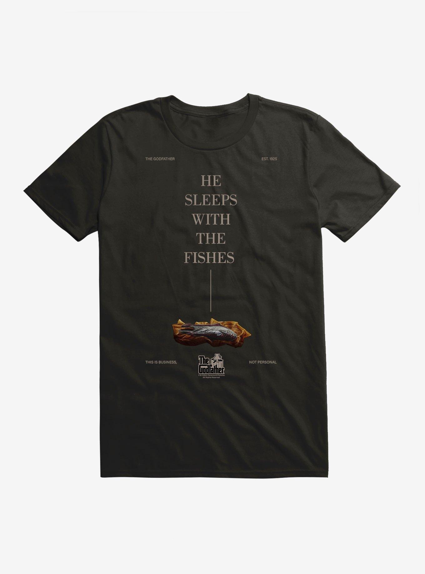 The Godfather He Sleeps With The Fishes T-Shirt, BLACK, hi-res