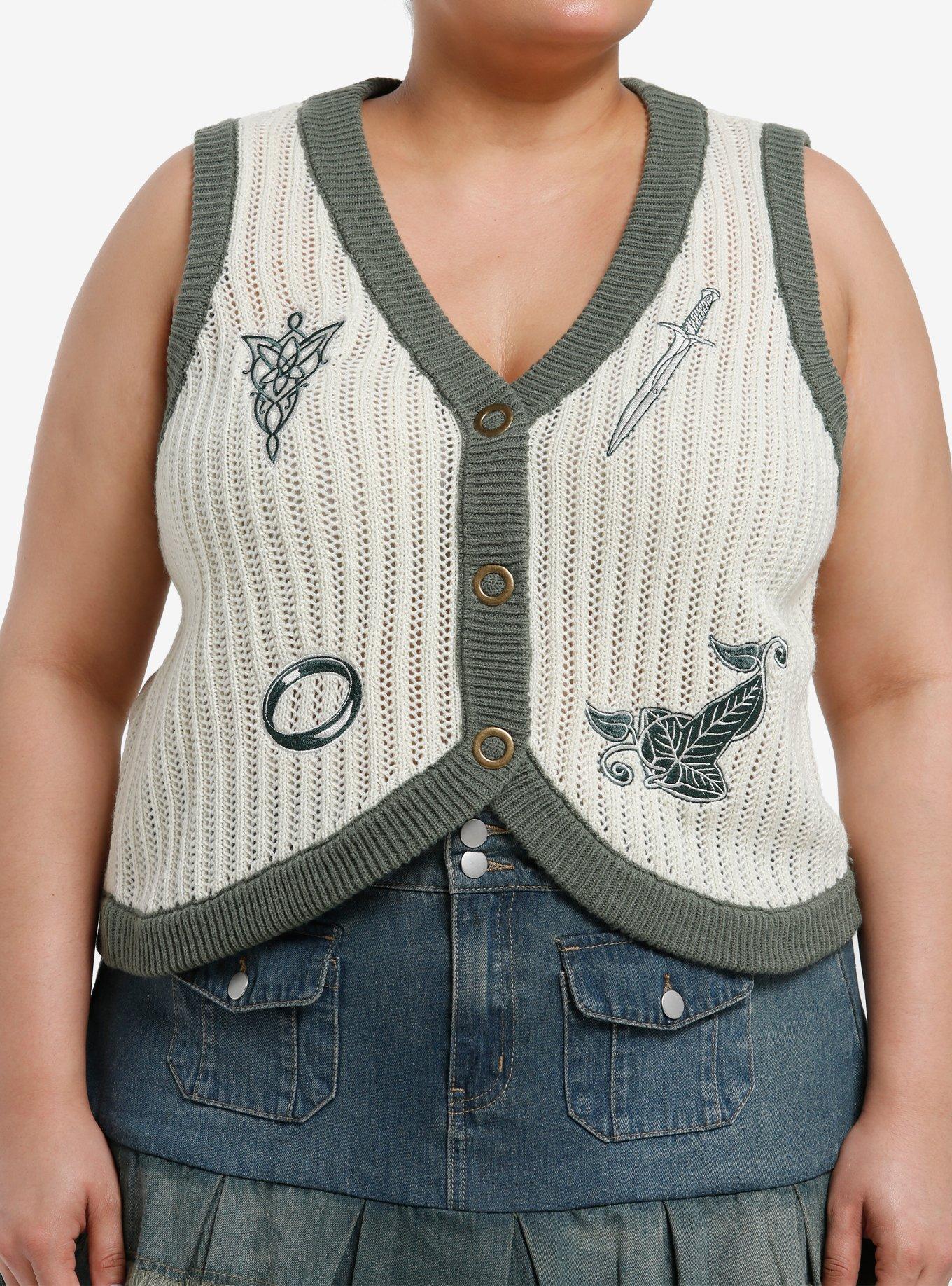 The Lord Of The Rings Icons Crop Sweater Vest Plus Size, MULTI, hi-res