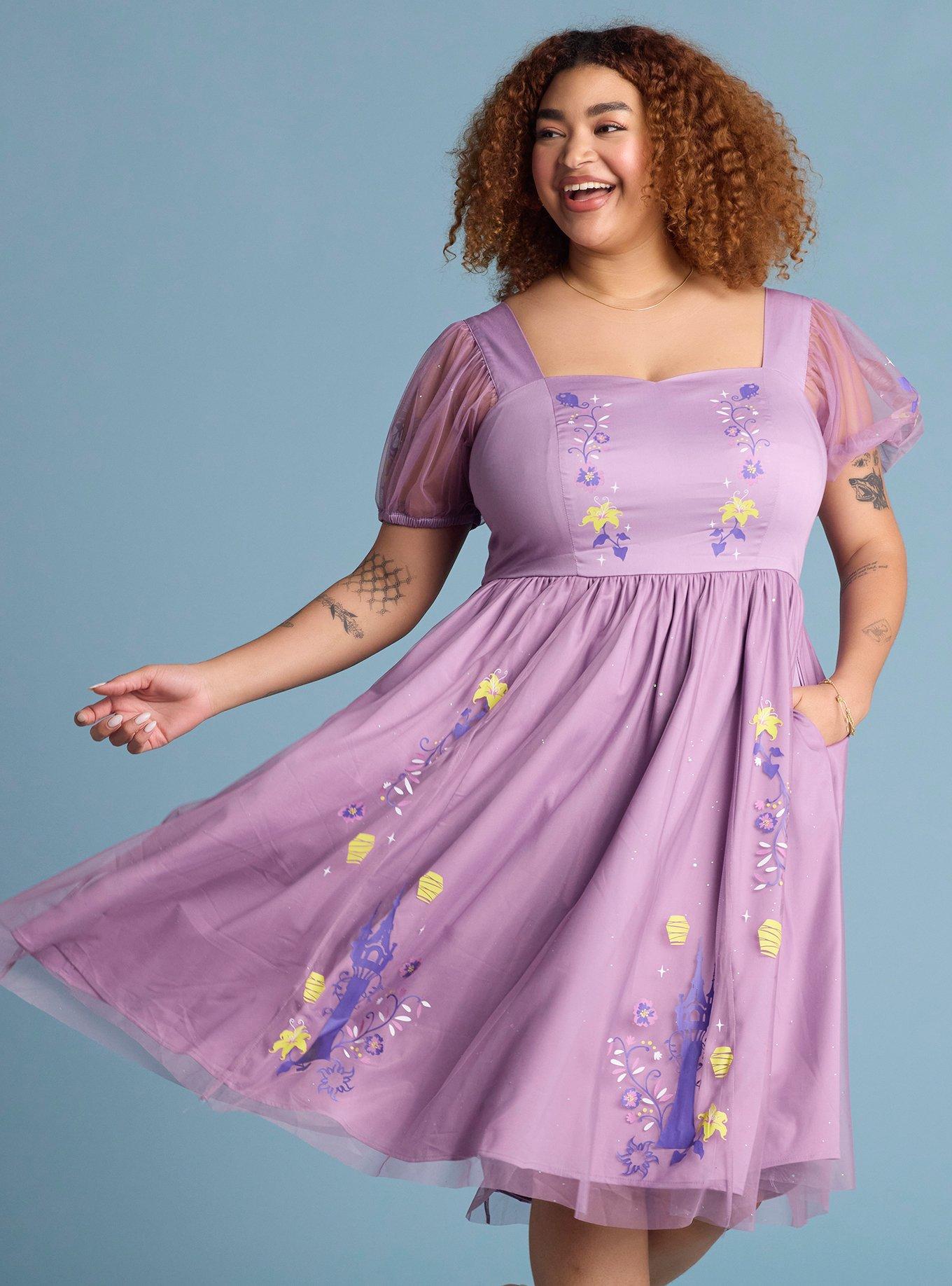 Her Universe Disney Tangled Lantern Retro Puff Sleeve Dress Plus Size Her Universe Exclusive, , hi-res