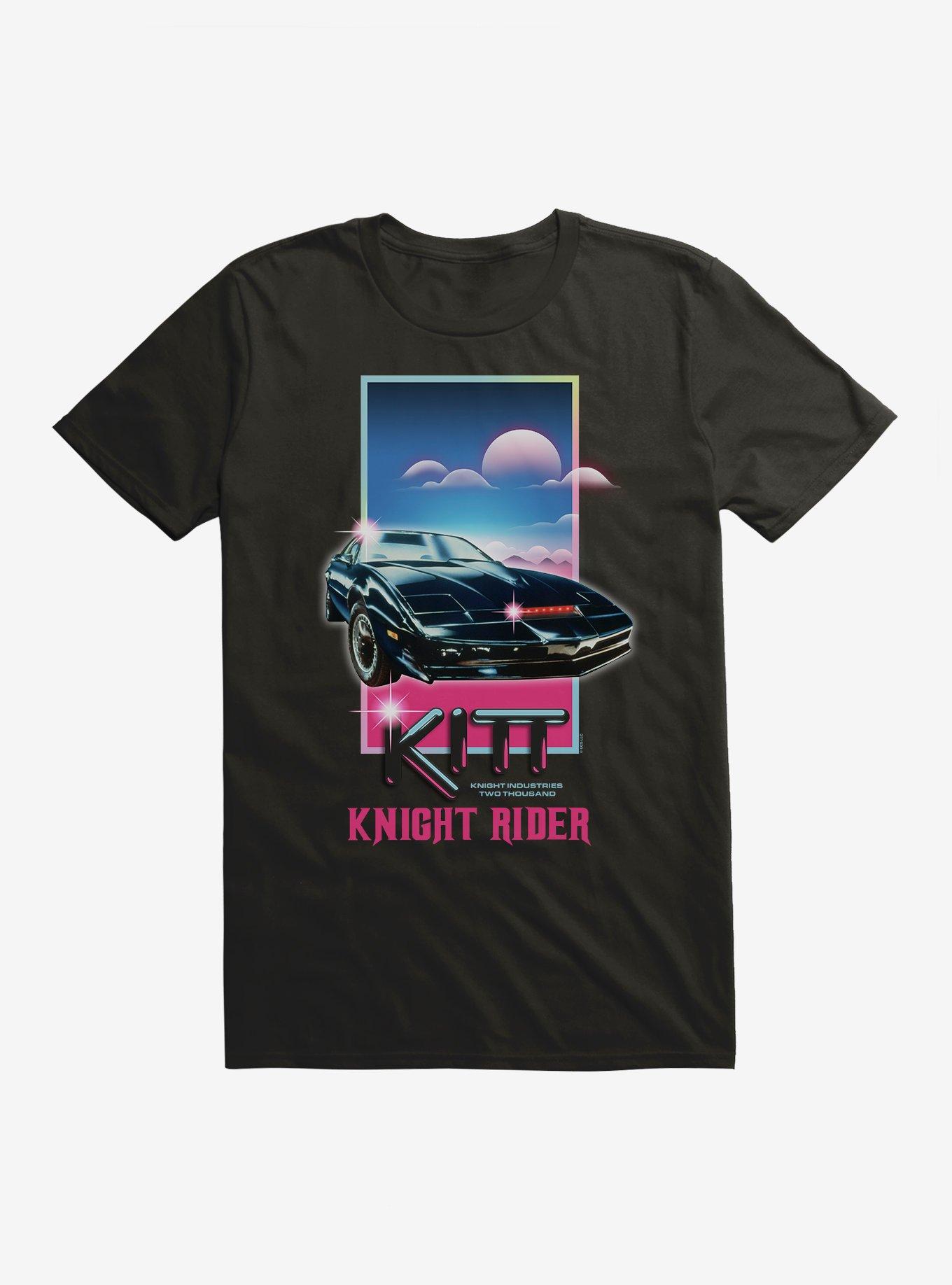 Knight Rider Sunset Poster T-Shirt, BLACK, hi-res