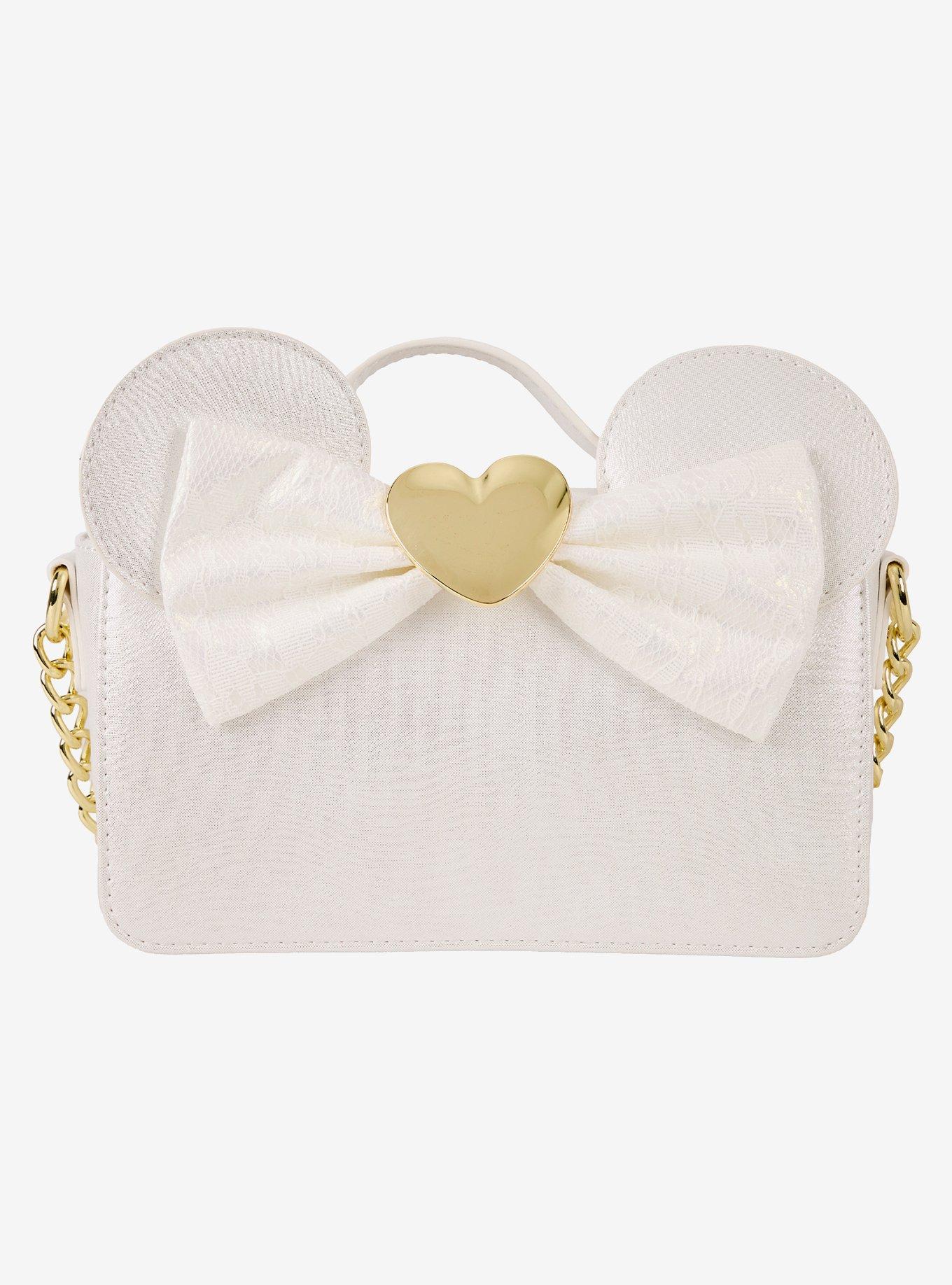 Loungefly Disney Minnie Mouse Ears Lace Wedding Crossbody Bag, , hi-res